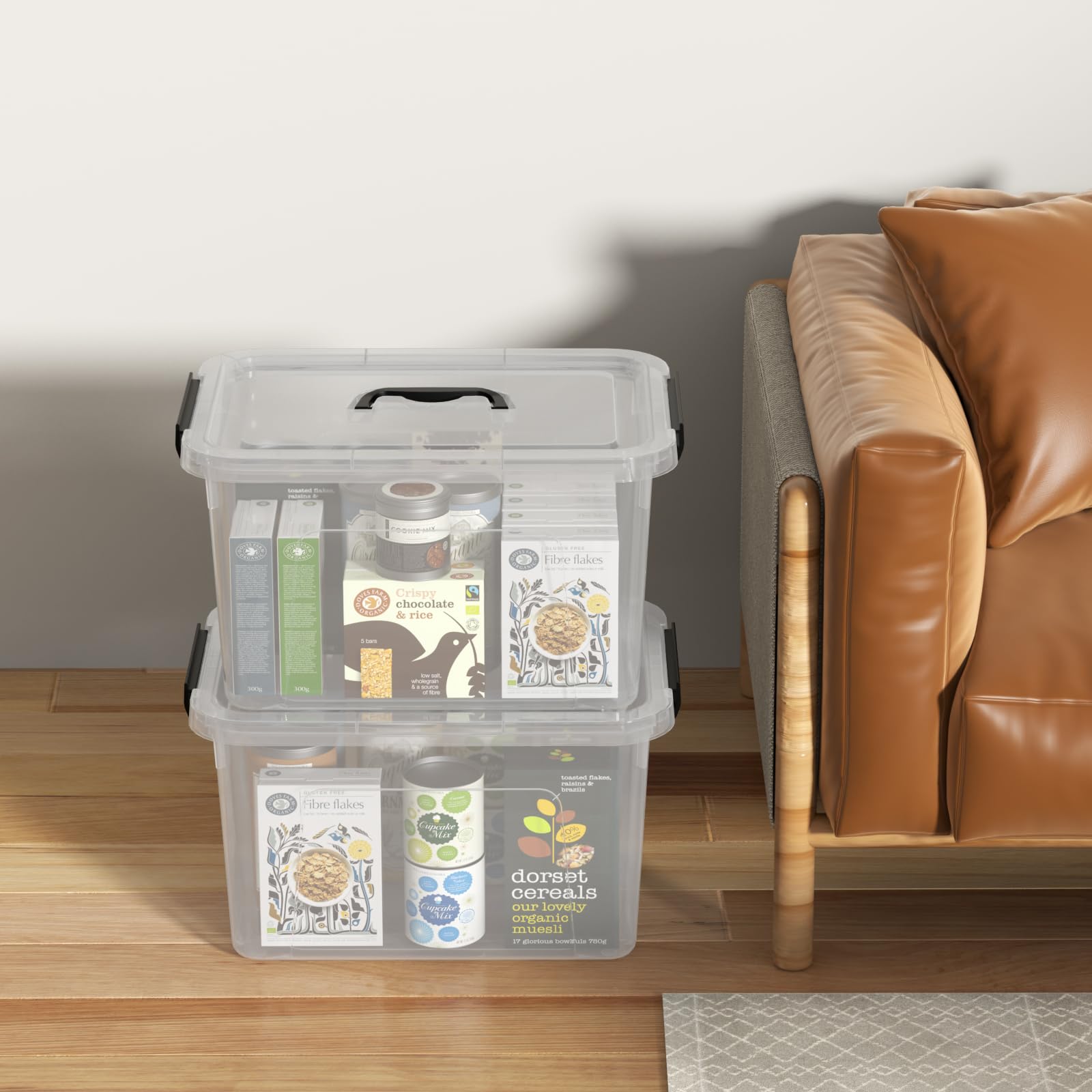 18 L Clear Latch Storage Bins with Handle (4 Count)