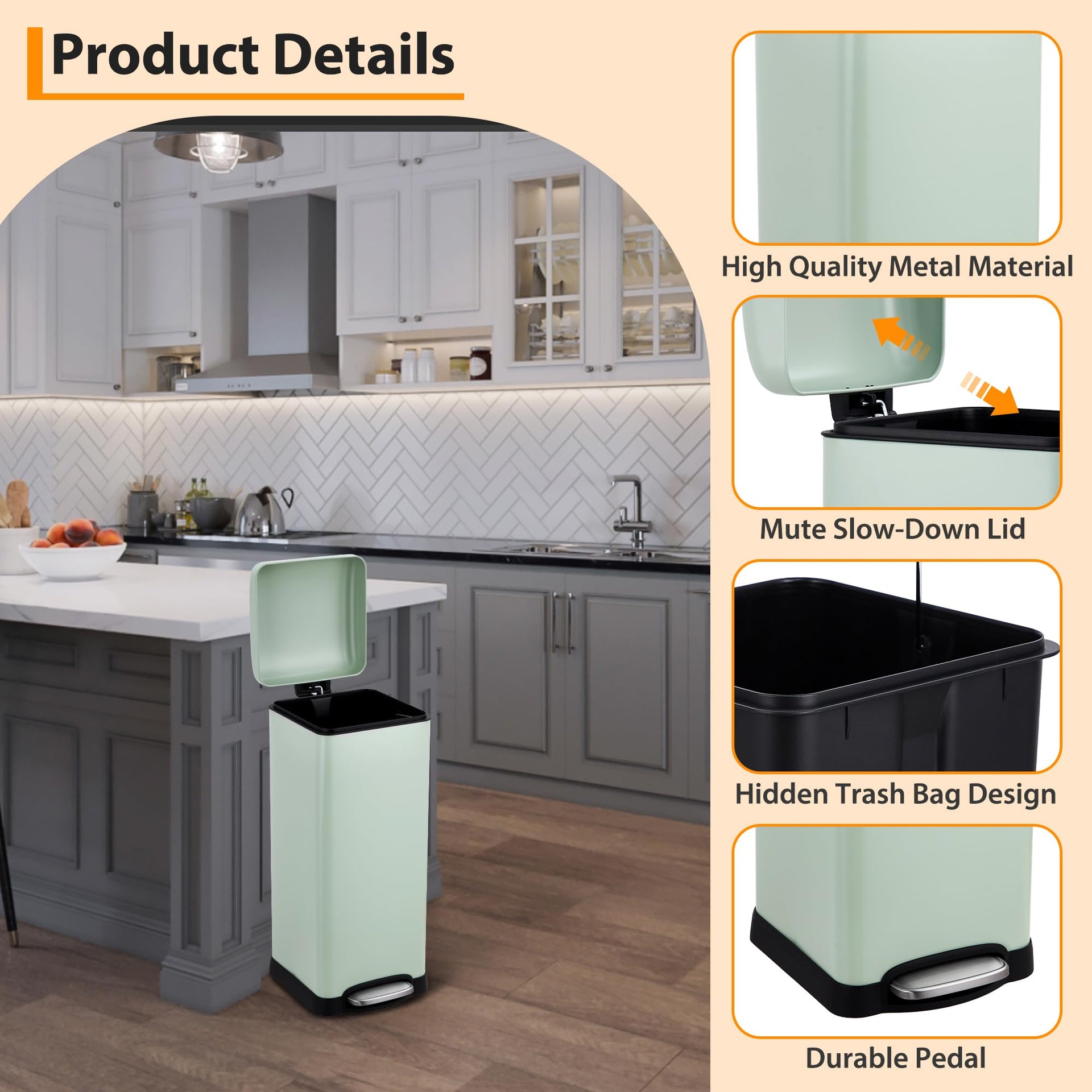 8Gallon 30l Kitchen Trash Can