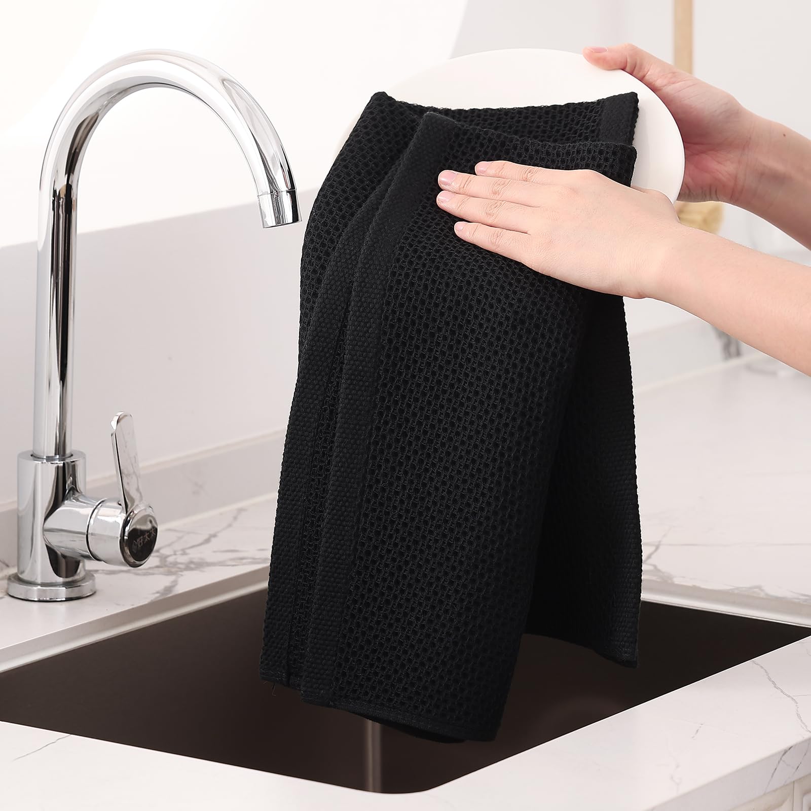 100% Cotton Oversized Waffle Weave Kitchen Towels 8 (8 Count)