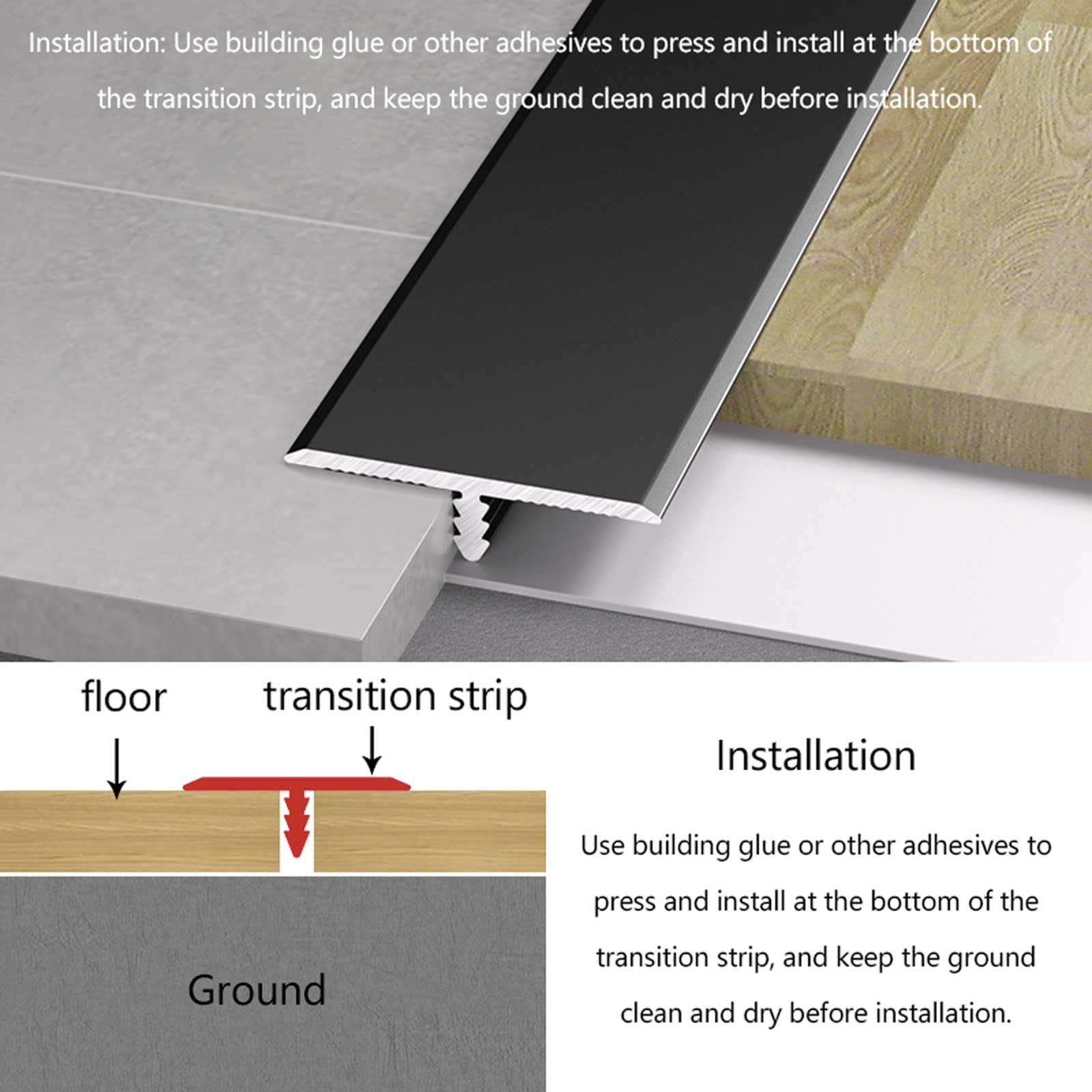 10Pcs Aluminum T Molding Floor Transition Strip (10 Count)