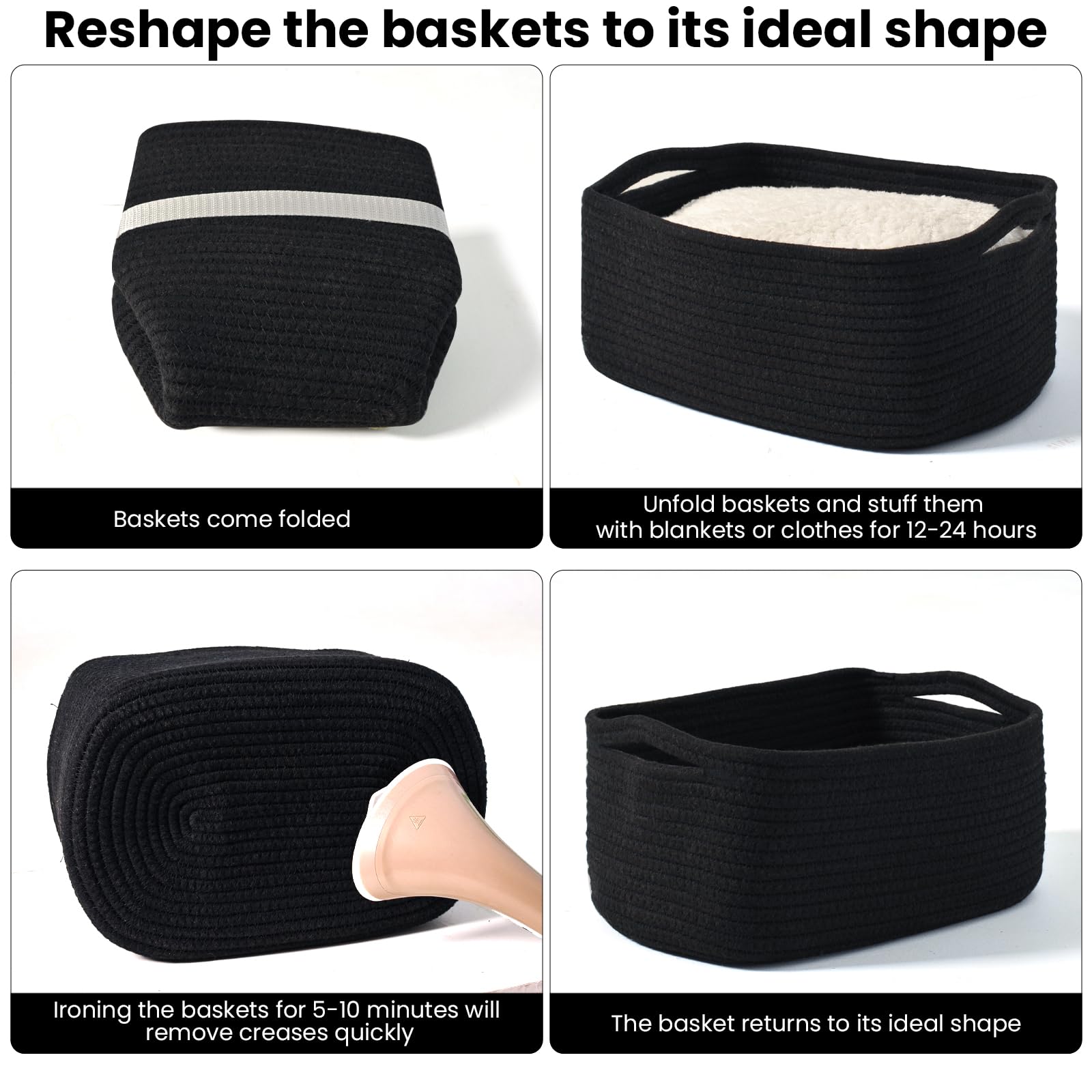 Small Black Baskets for Organizing (3 Count)
