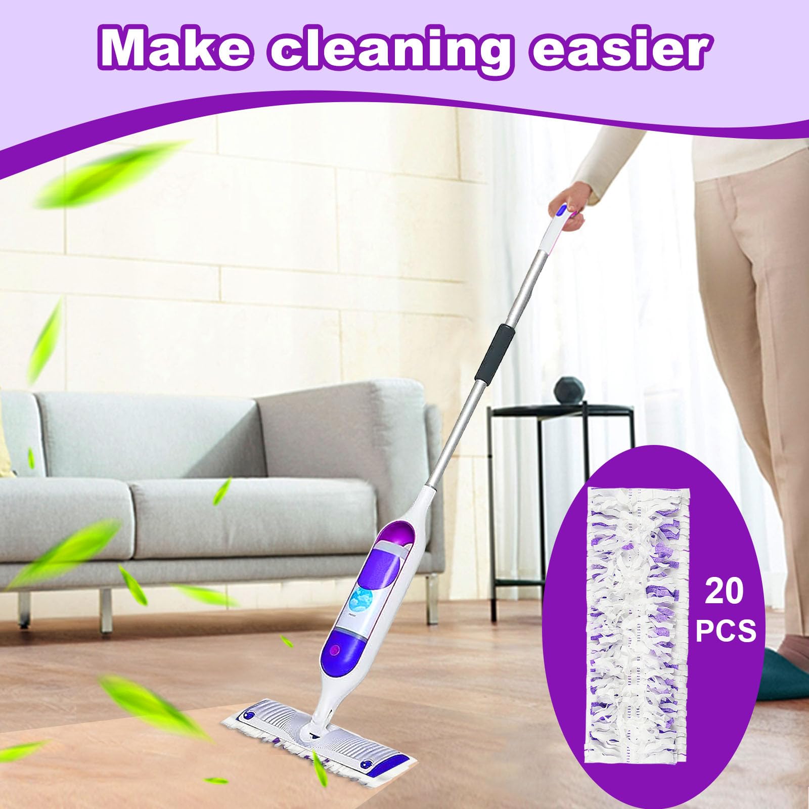 20 Count Disposable Power mop Pads Compatible with Swiffer