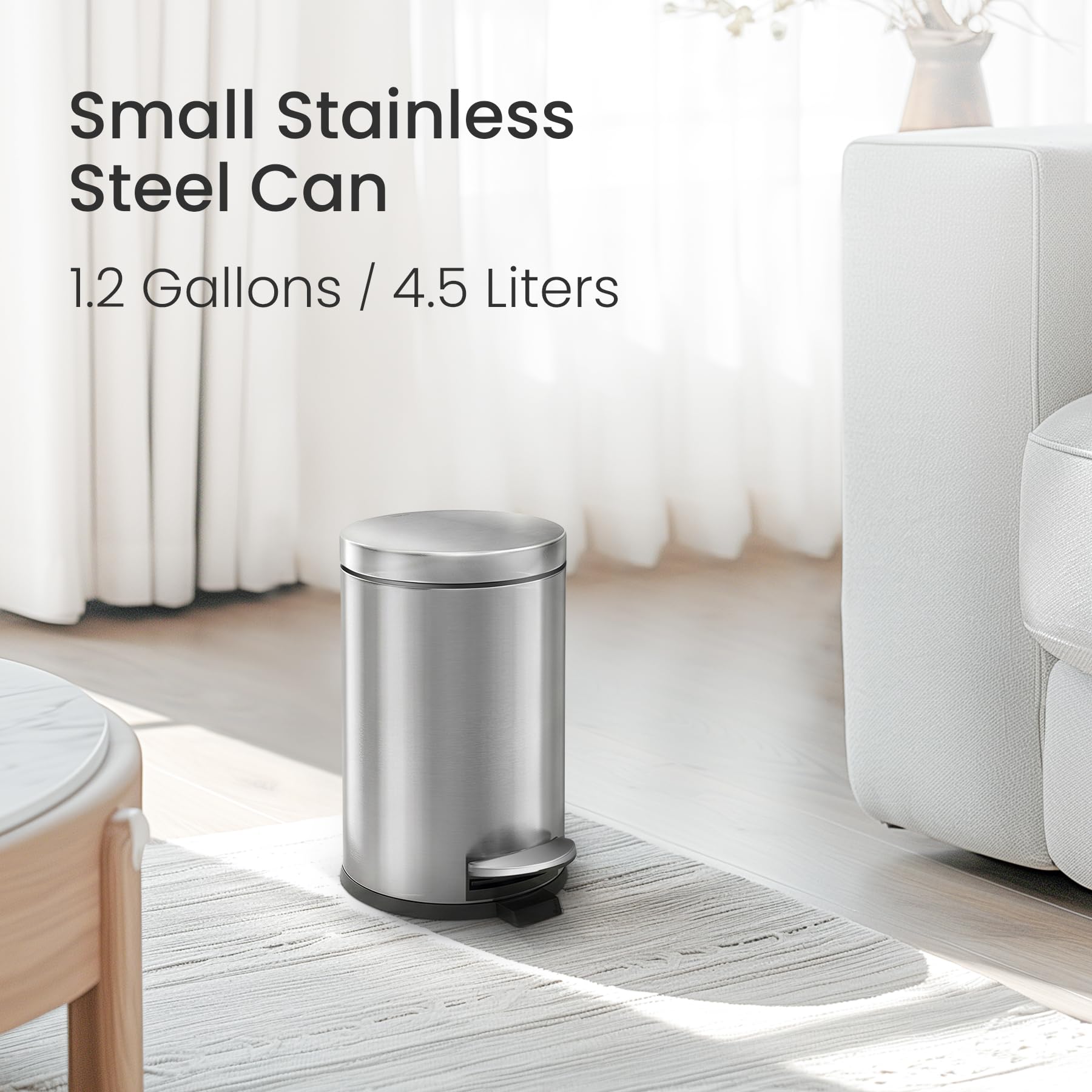 Small Round Bathroom Trash Can with Lid Soft Close