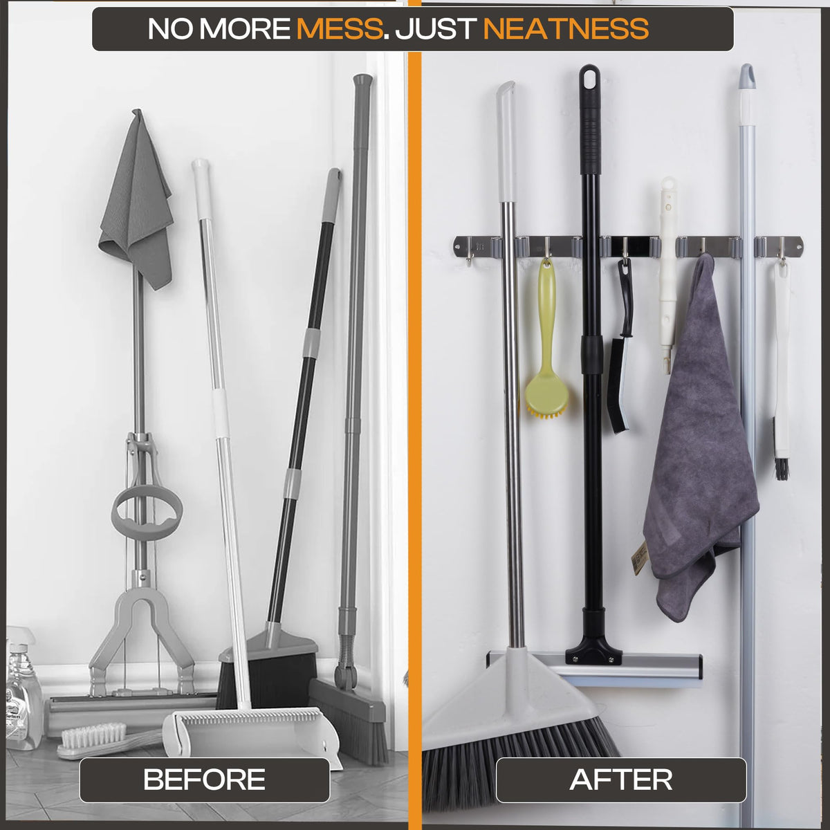 Stainless Steel Broom Holder Wall Mount