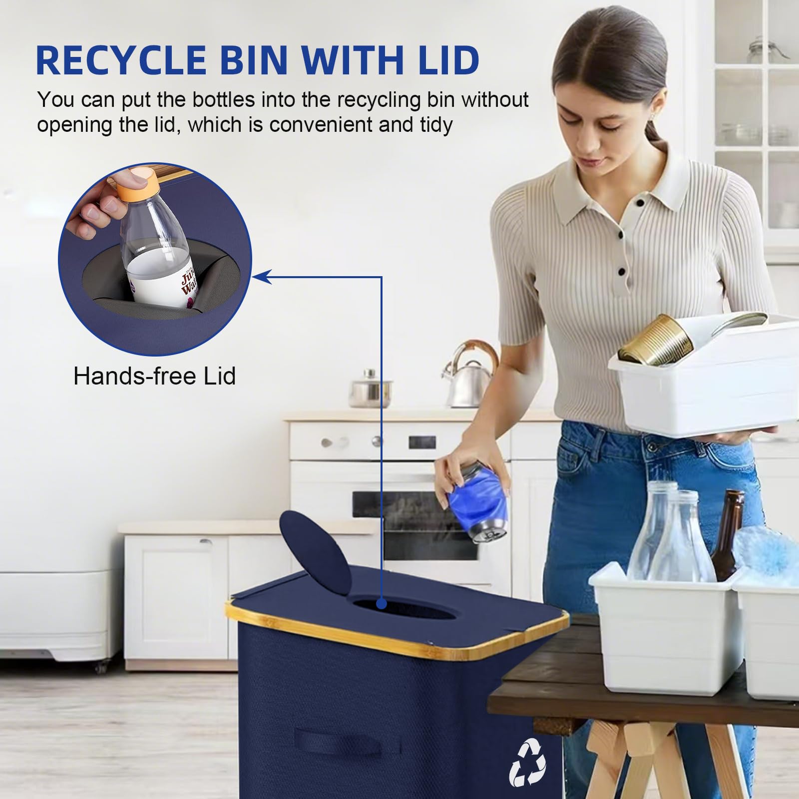26 Gallon Kitchen Recycling Bin with Lid