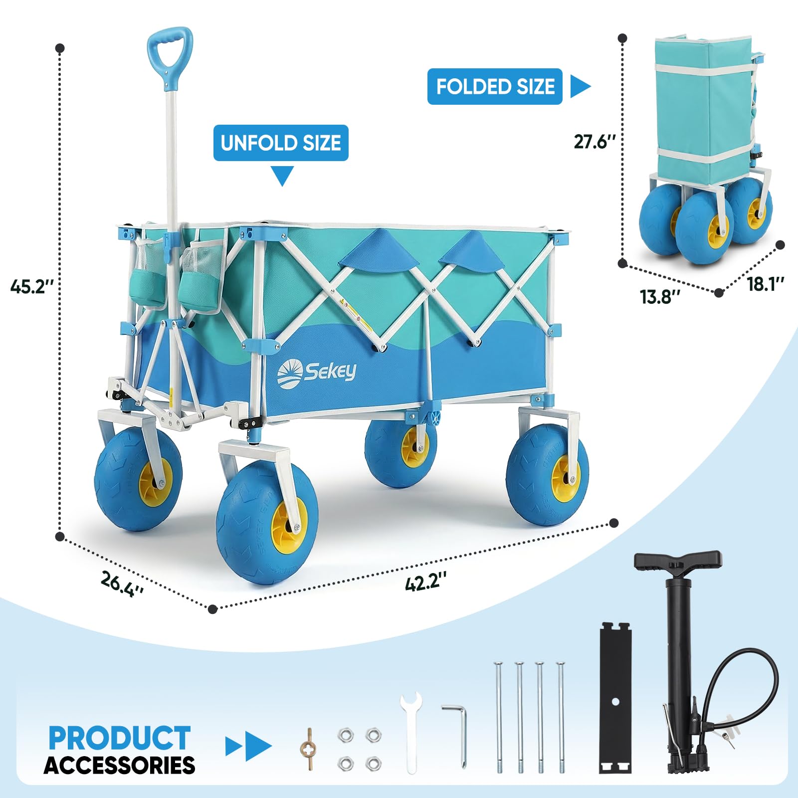 Heavy Duty Beach Wagon with 9" Big Sand