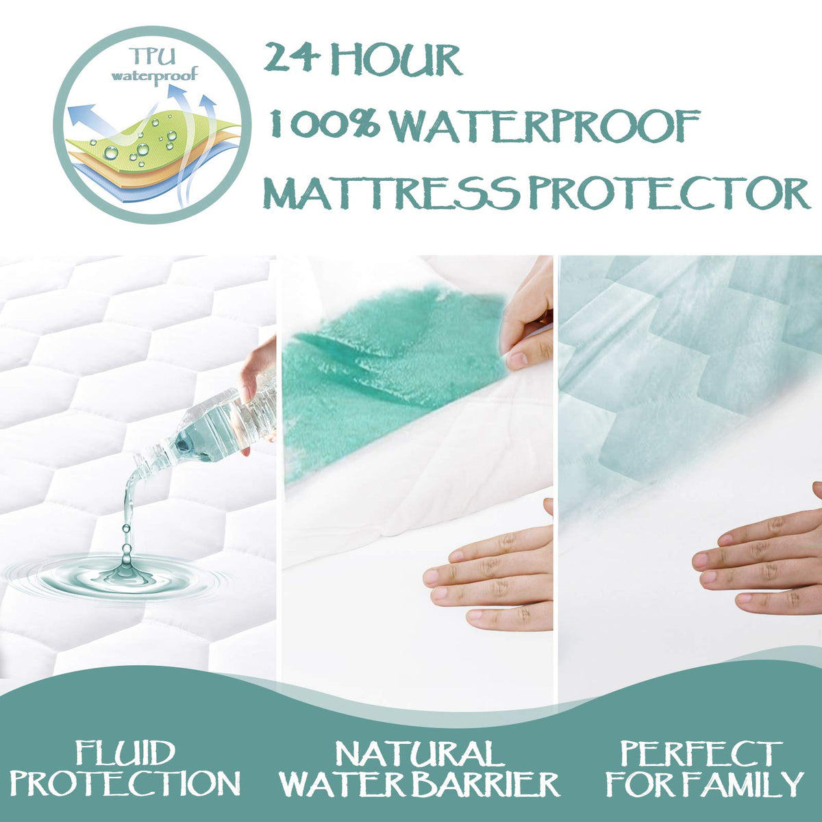King Hexagonal Quilted Mattress Protector Waterproof