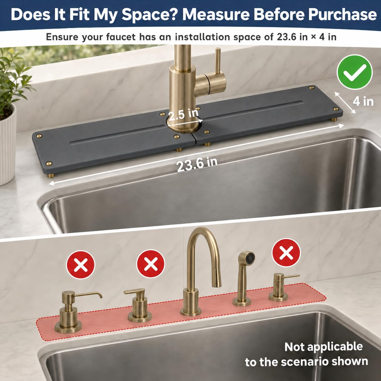 2PCS Stone Faucet Mat for Kitchen Sink
