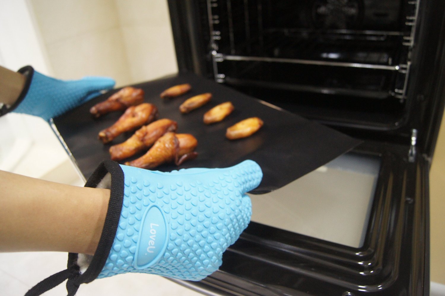 Silicone Oven Mitts Gloves (11 Ounce)