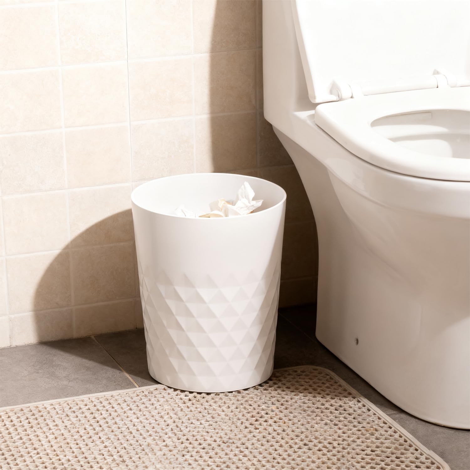 Bathroom Trash Can 1.8 Gallon Waste Basket Garbage Can for Dorm Toilet Living Room Office Kitchen (2 Count)