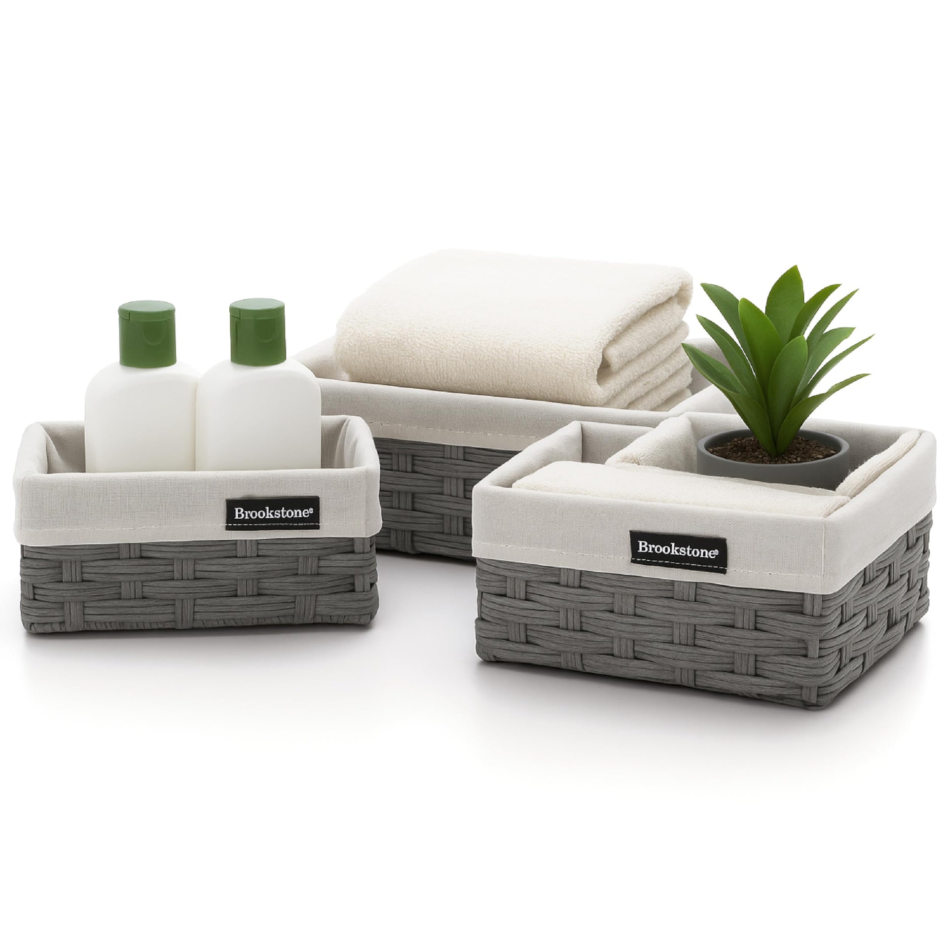 Wicker Shelf Storage Basket Decorative Shelf Bin (3 Count)
