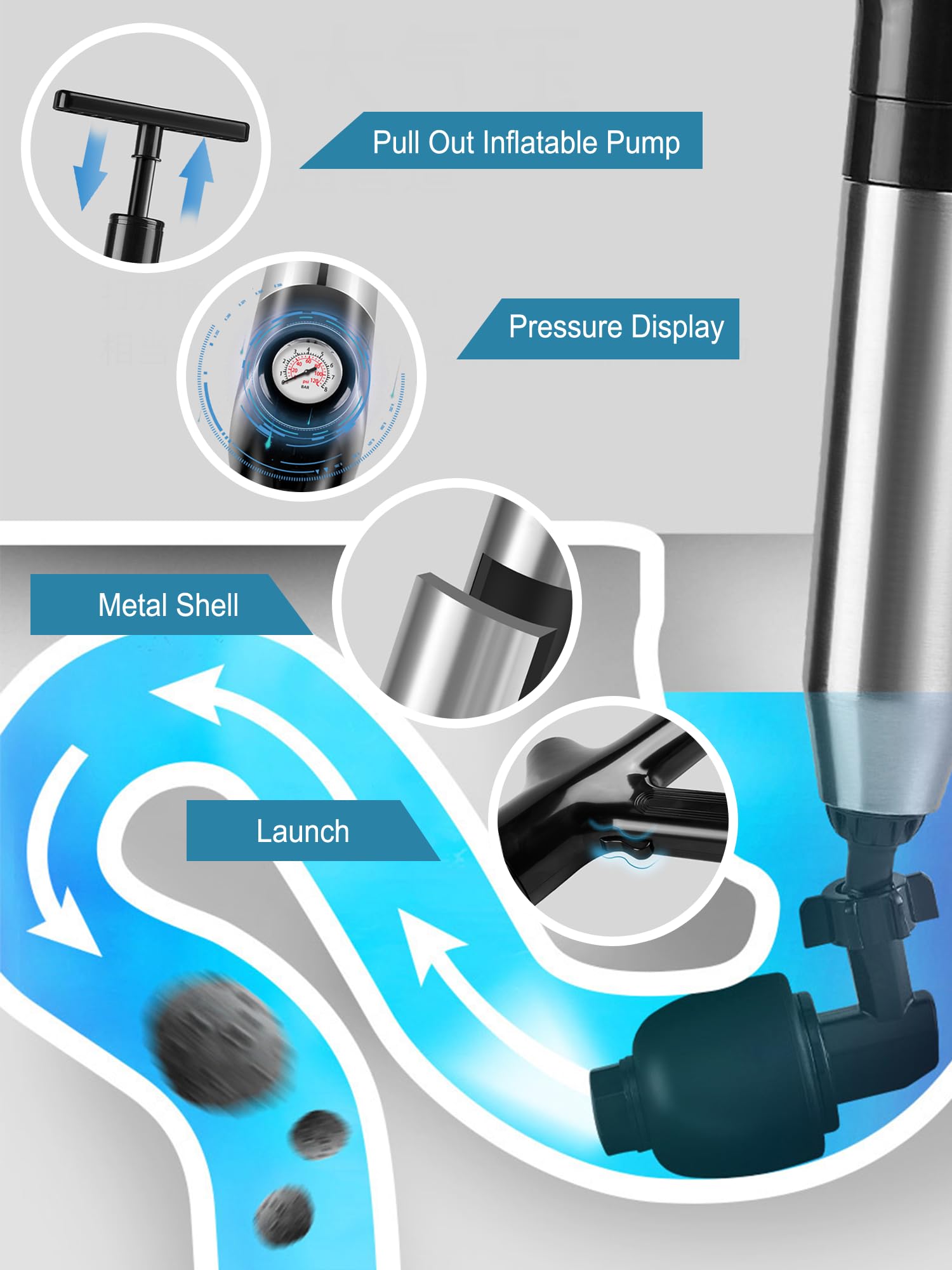 Toilet Plunger Drain Clog Remover Tool