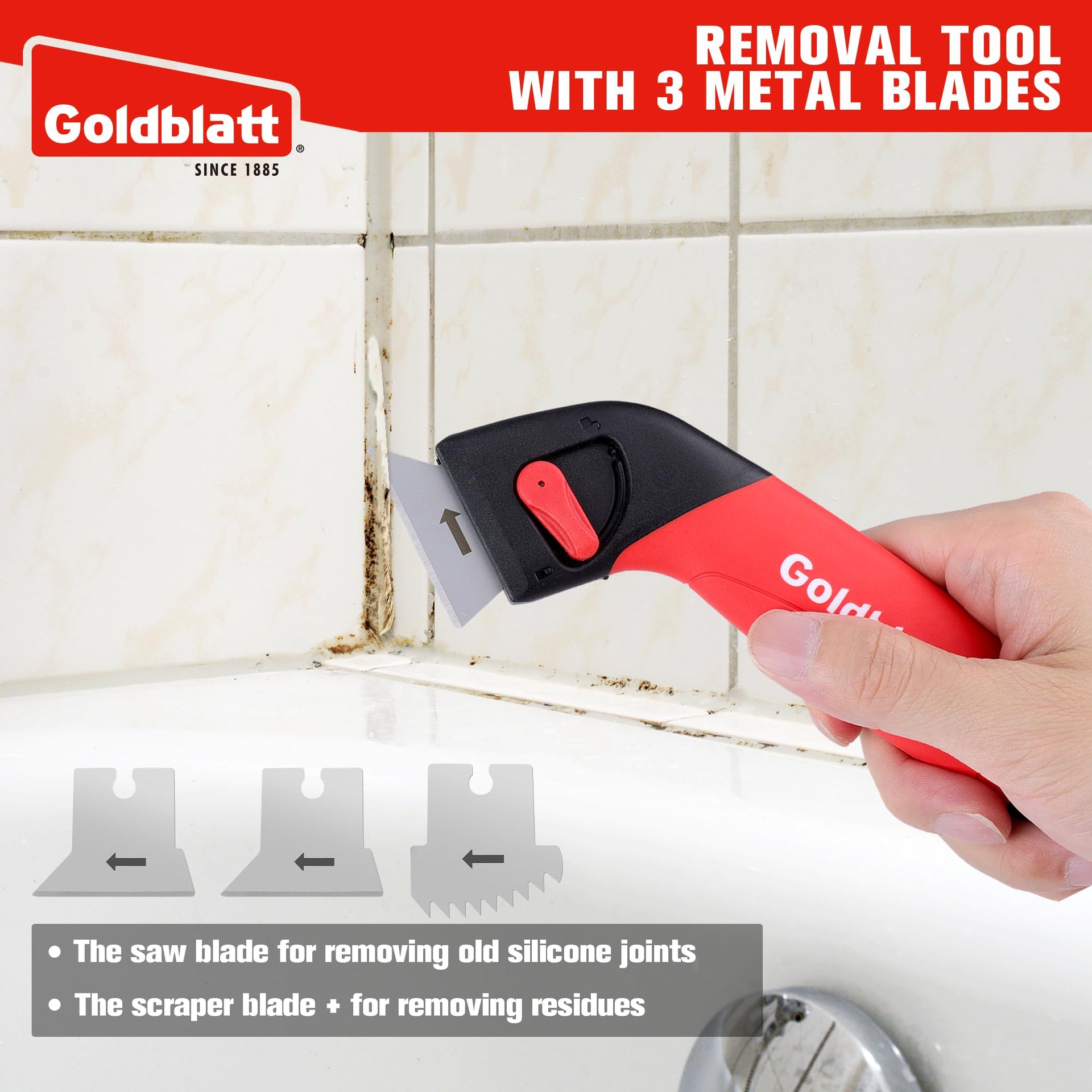 Grout Removal Tool with 3 Stainless Blades