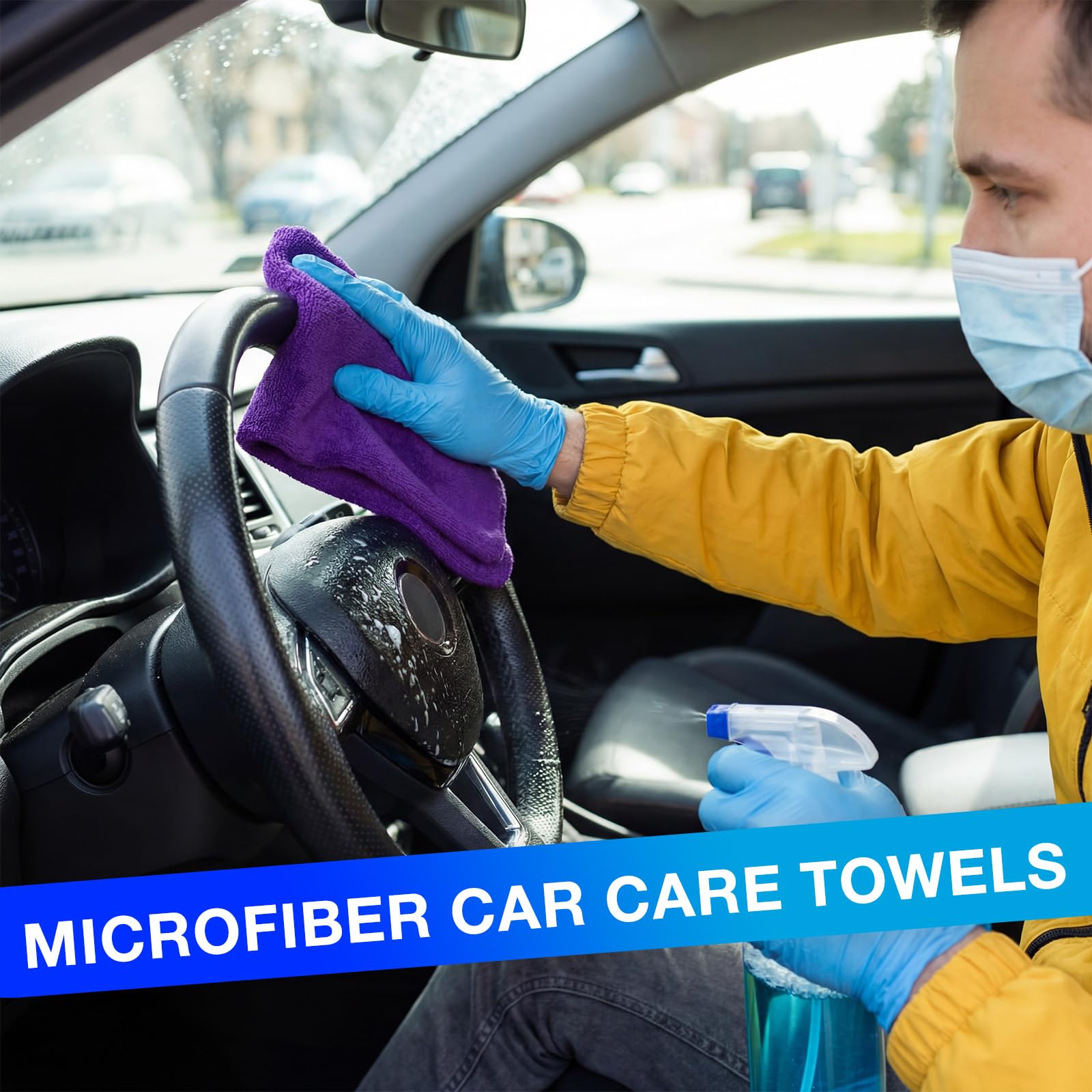 60 Pcs Microfiber Cleaning Cloths for Cars 16 x 16 Inch Ultra Absorbent Car Towels Drying Reusable Cleaning Supplies House Kitchen Window Microfiber Towel (60 Count)