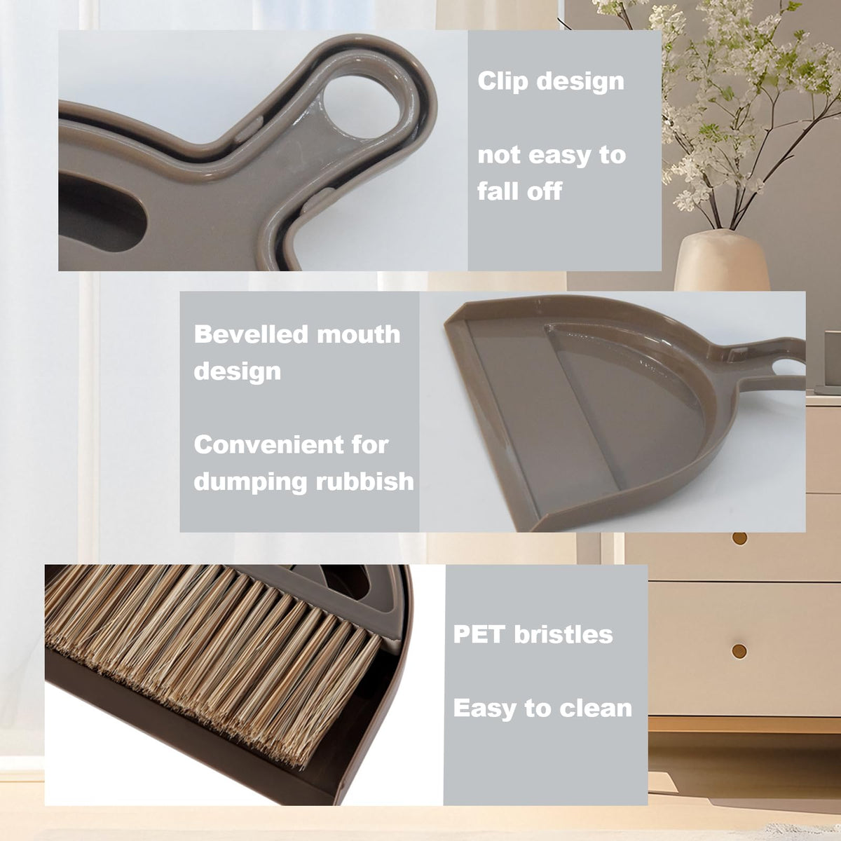 Mini Broom and Dustpan Set Hand Broom with Dustpan Portable Housekeeping Cleaning Tools for Desk