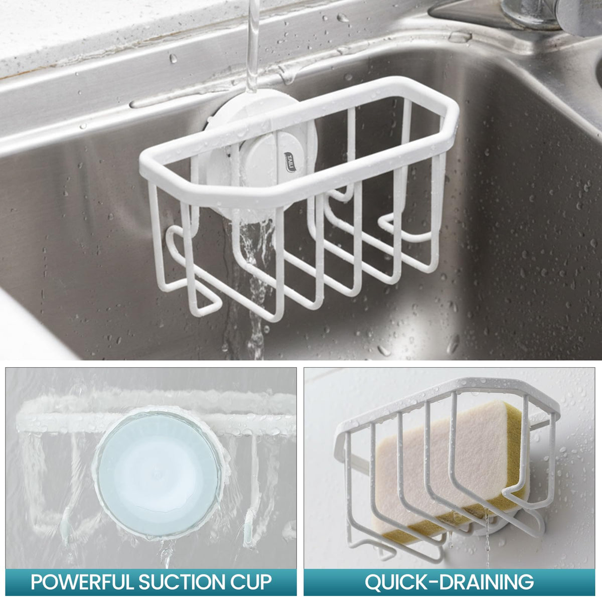 Sponge Holder for Kitchen Sink with Suction Cup