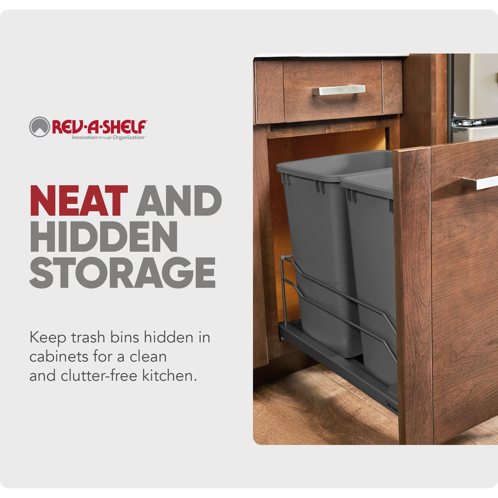 Double 27 Qt Pull Out Trash Cans with Soft Close for Under Kitchen Cabinets