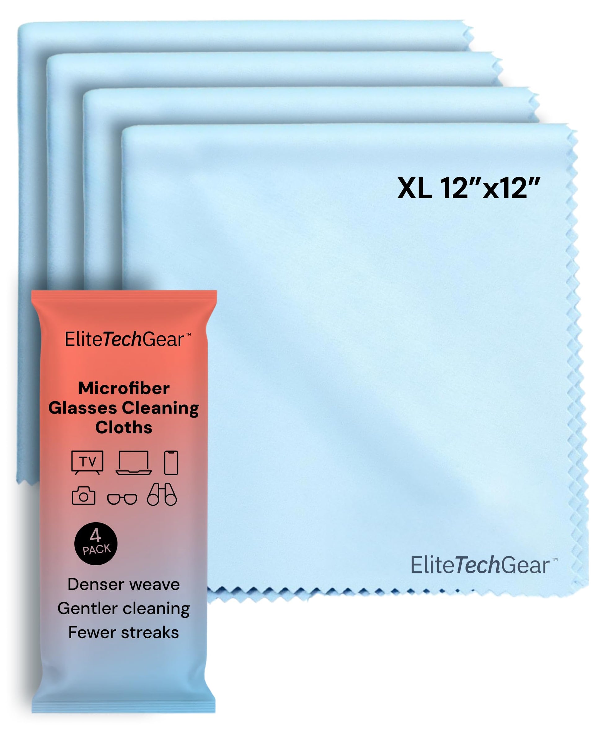 Microfiber Cleaning Cloths for Glasses & Screens (4 Count)