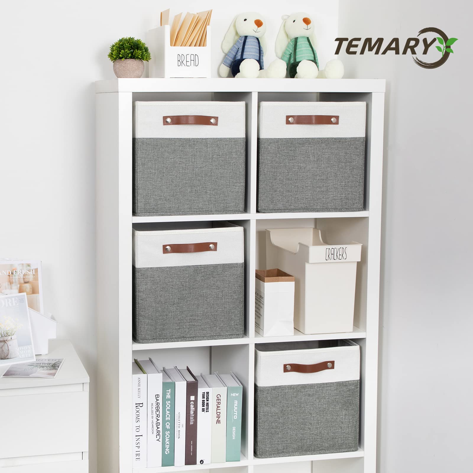 Storage Cubes 12x12 Fabric Cube Storage Bins Foldable Storage Baskets with Handles (4 Count)