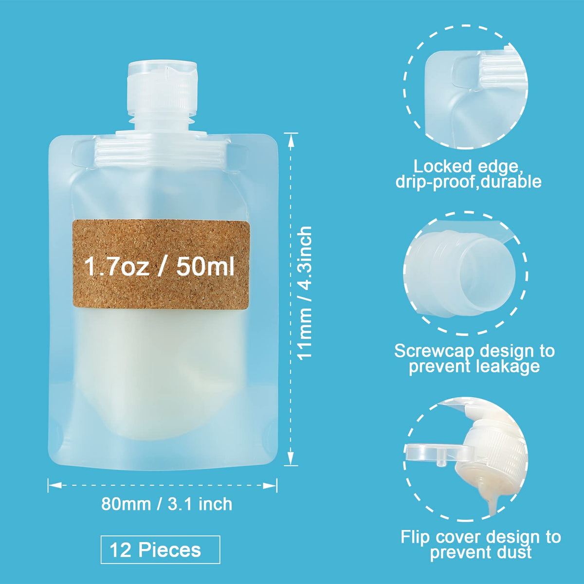 12 Pieces Travel Pouches for Toiletries (12 Count)