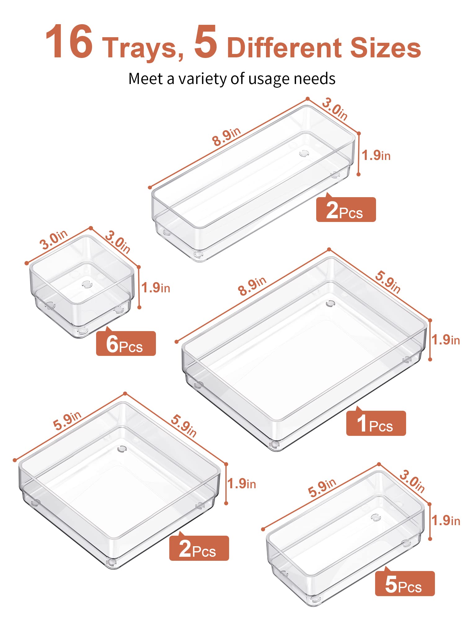 16 PCS Drawer Organizer (16 Count)
