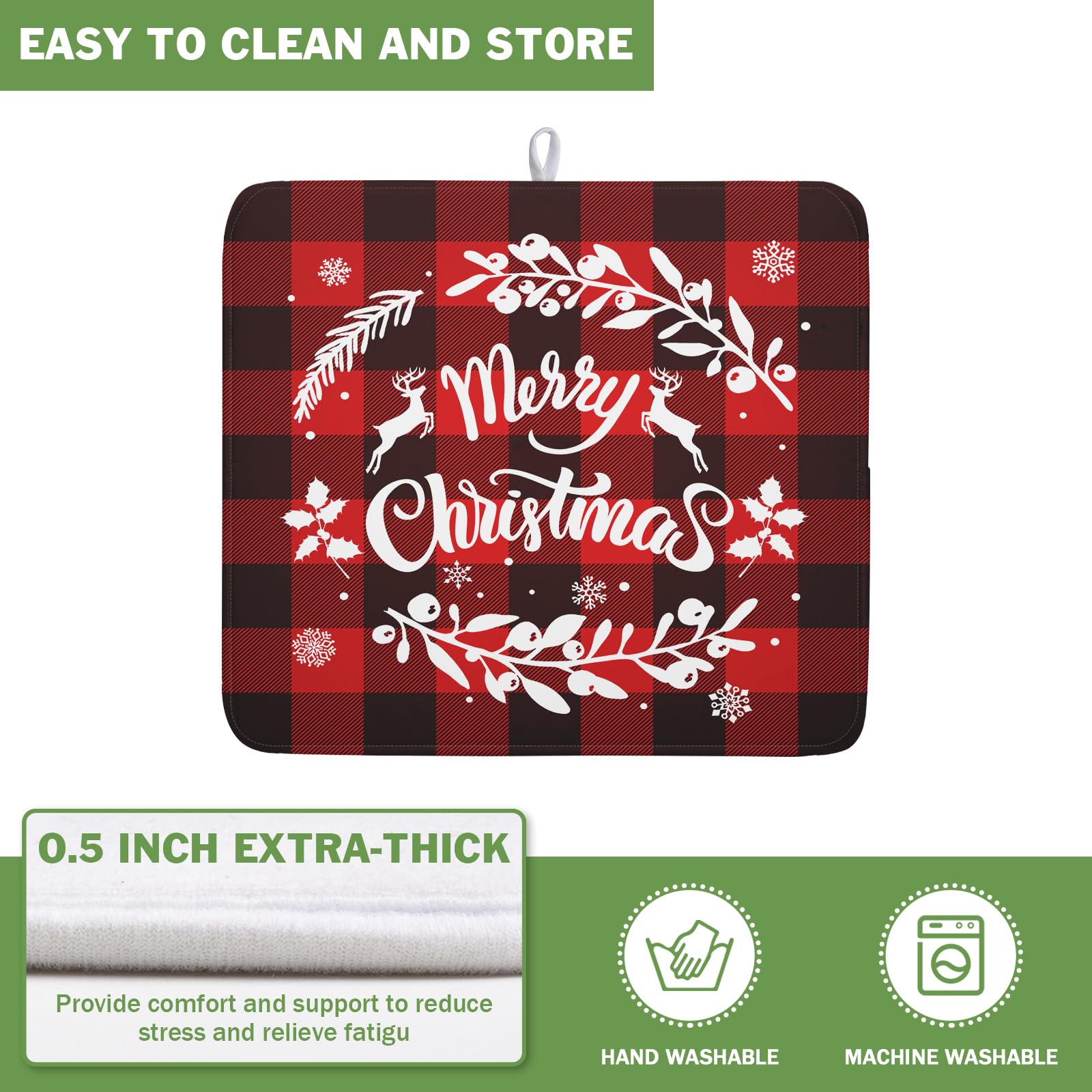 Merry Christmas Dish Drying Mat for Kitchen Counter
