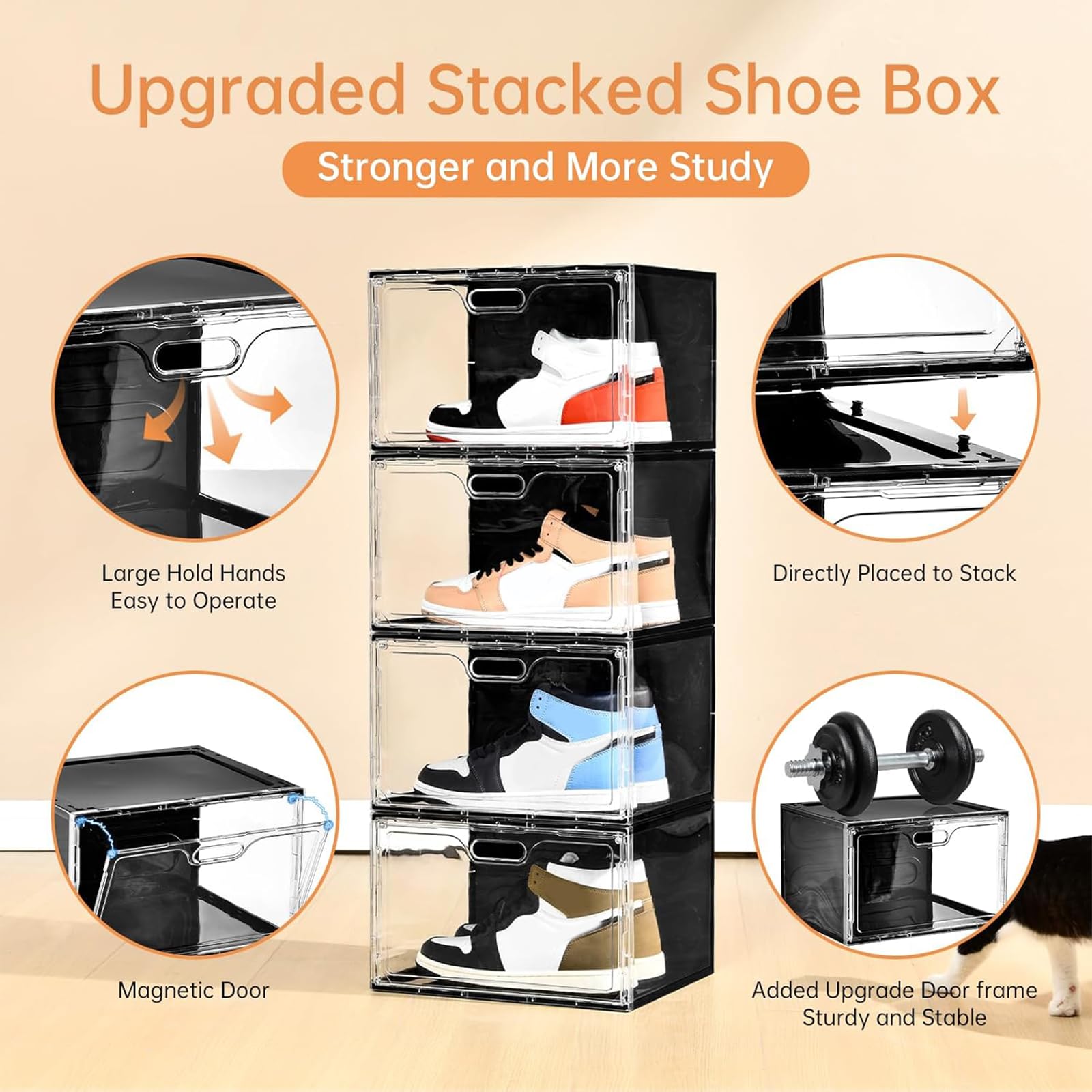 New 8 Pack Shoe Boxes Stackable (8 Count)