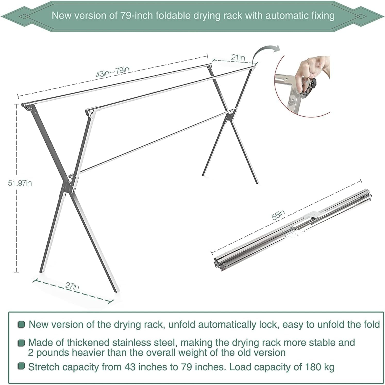 AZK Clothes Drying Rack Foldable Portable Design