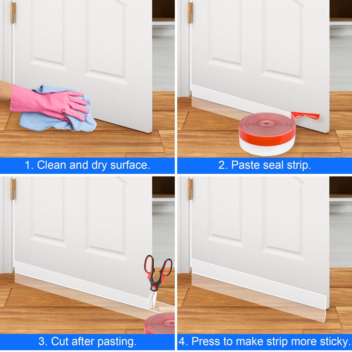 Weather Stripping Silicone Door Seal Strip 2 in x 40 ft Door Draft Stopper Self Adhesive Door Draft Tape (40 Foot)