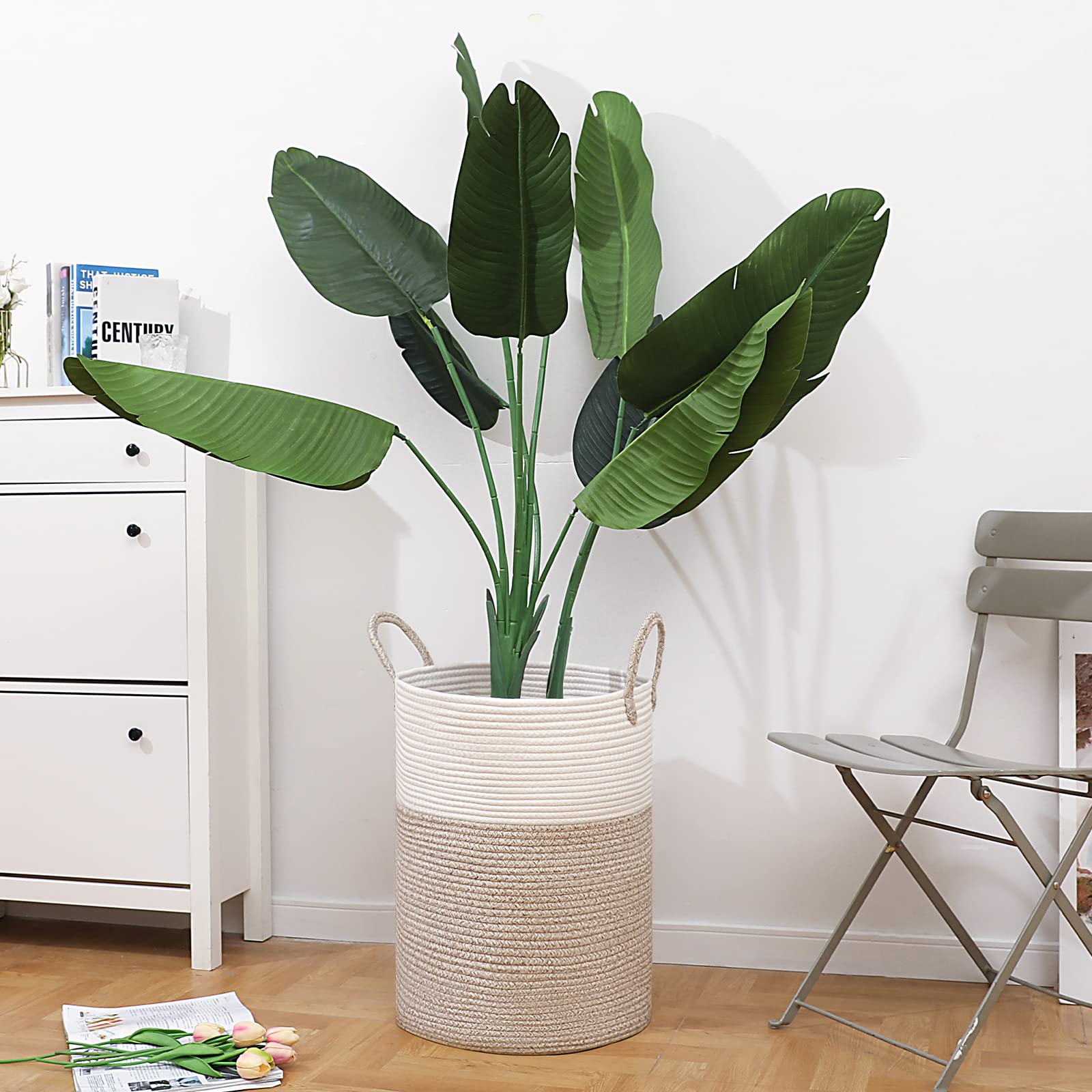 72L Tall Woven Laundry Basket Hamper
