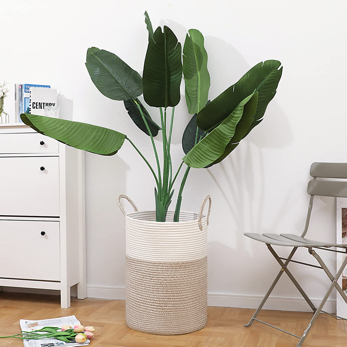 72L Tall Woven Laundry Basket Hamper