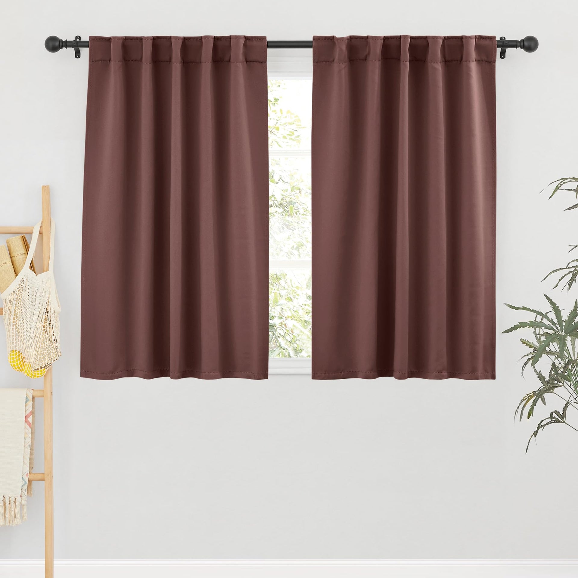 Short Blackout Curtains for Small Kitchen Cafe Bathroom Window (2 Count)