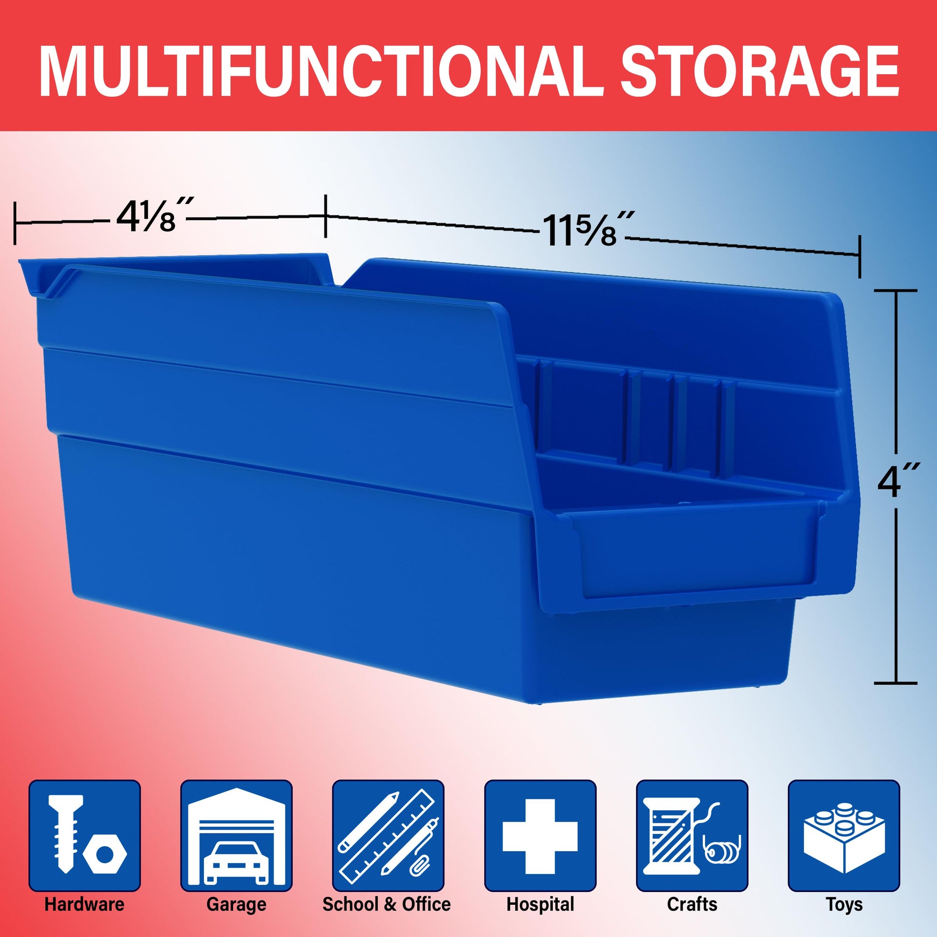 30120 Heavy Duty Plastic Shelf Bins (24 Count)