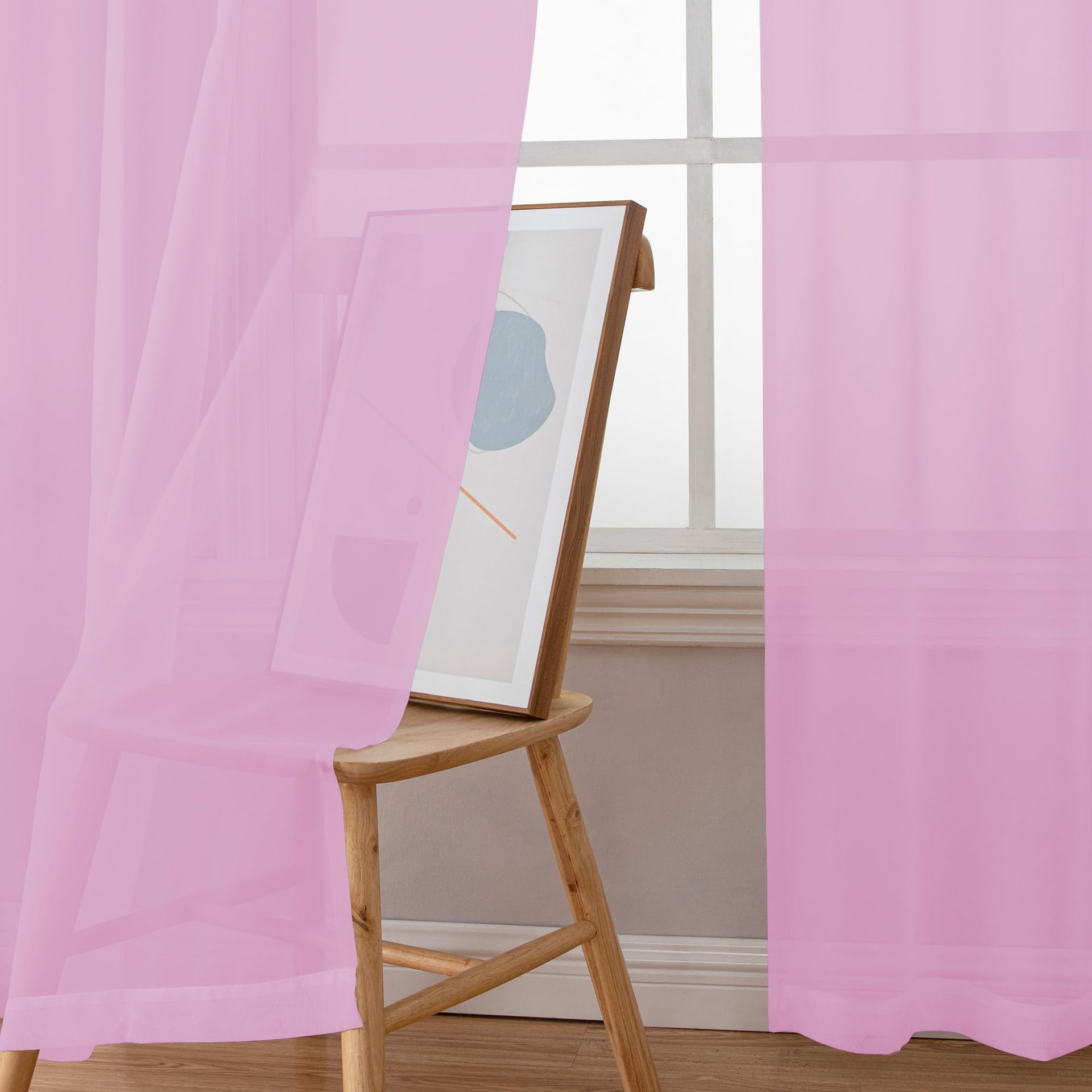 Sheer Pink Curtains 90 inches Long 2 Panels (2 Count)