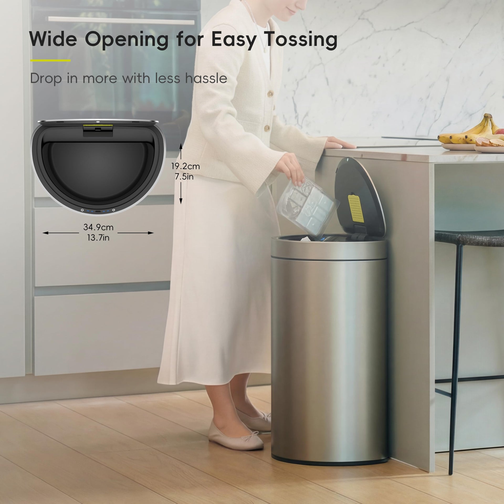Mirage Semi Round Motion Sensor Trash Can or Recycling Bin