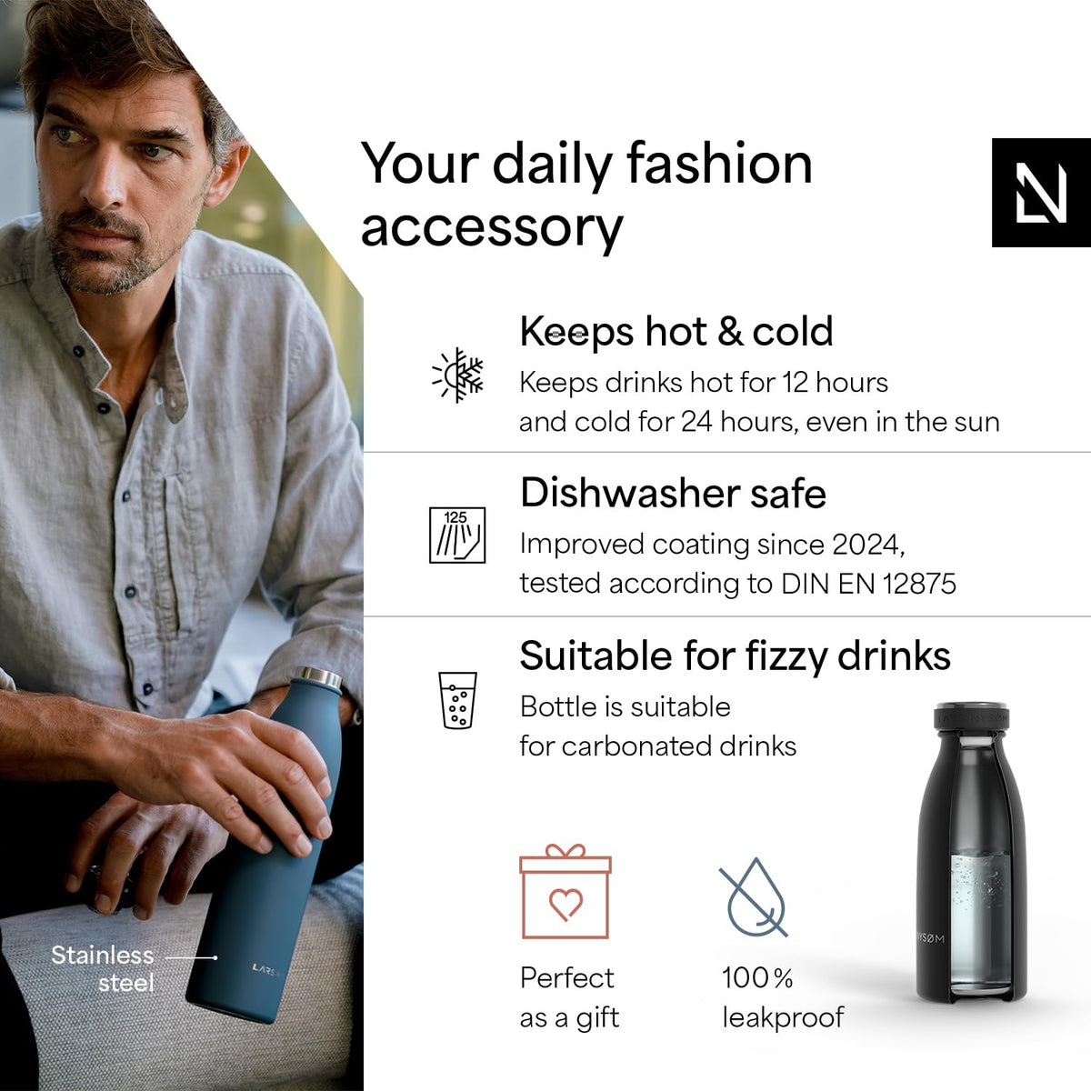 Stainless Steel Insulated Water Bottle 12oz 17oz 25oz 34oz 51oz
