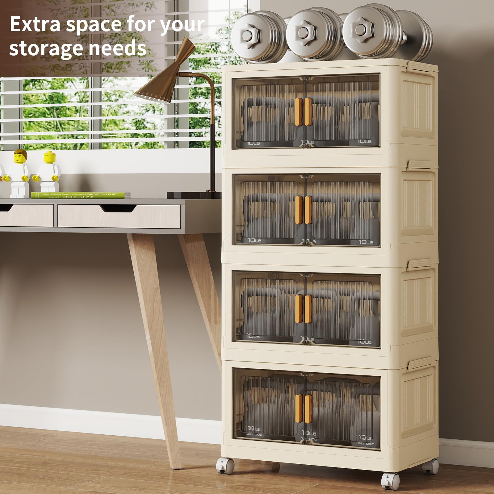 4 Tier Stackable Plastic Storage Bins with Lids 48QT (4 Count)
