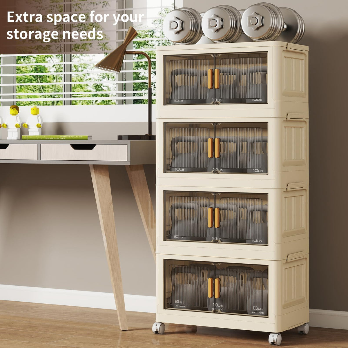 4 Tier Stackable Plastic Storage Bins with Lids 48QT (4 Count)