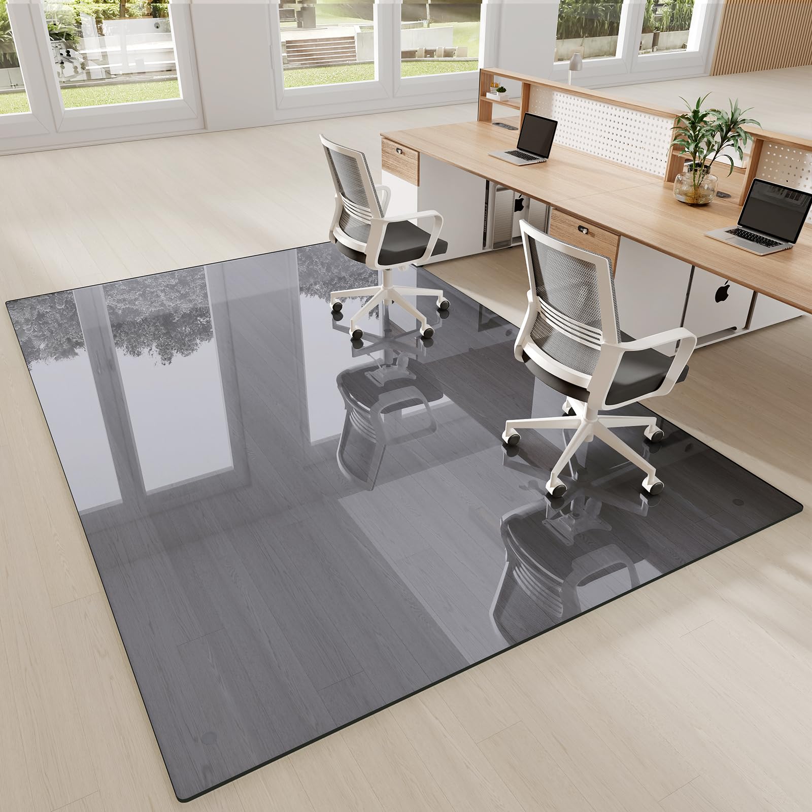Tempered Glass] 60" x 80" Glass Office Chair Mat for Carpet