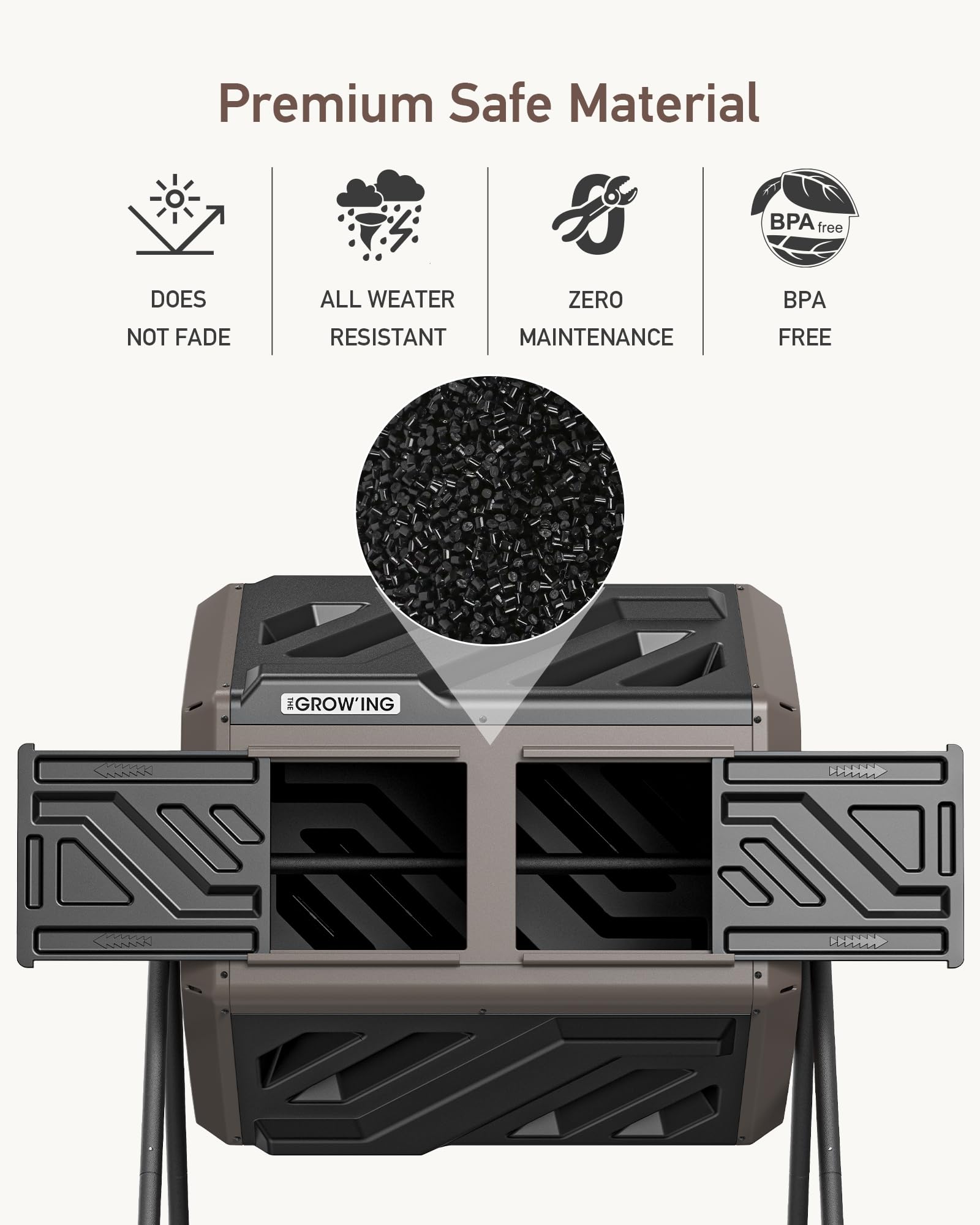 THE Growing 43 Gal Outdoor Compost Bin Tumbler for Backyard Garden