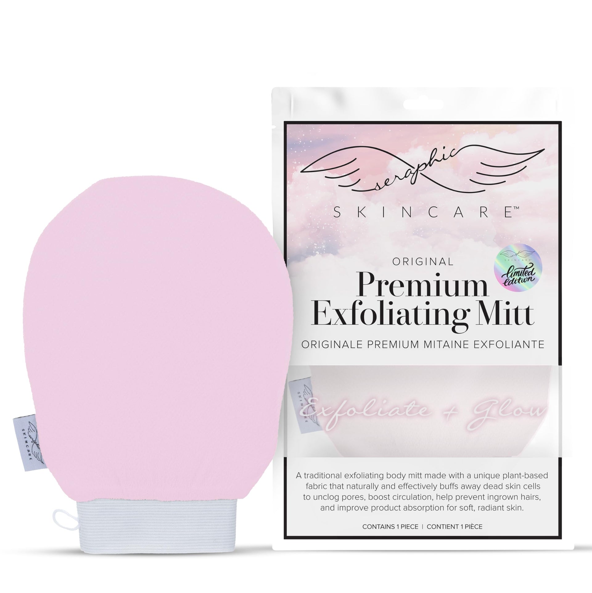Pink Premium Exfoliating Mitt for Body 1pc