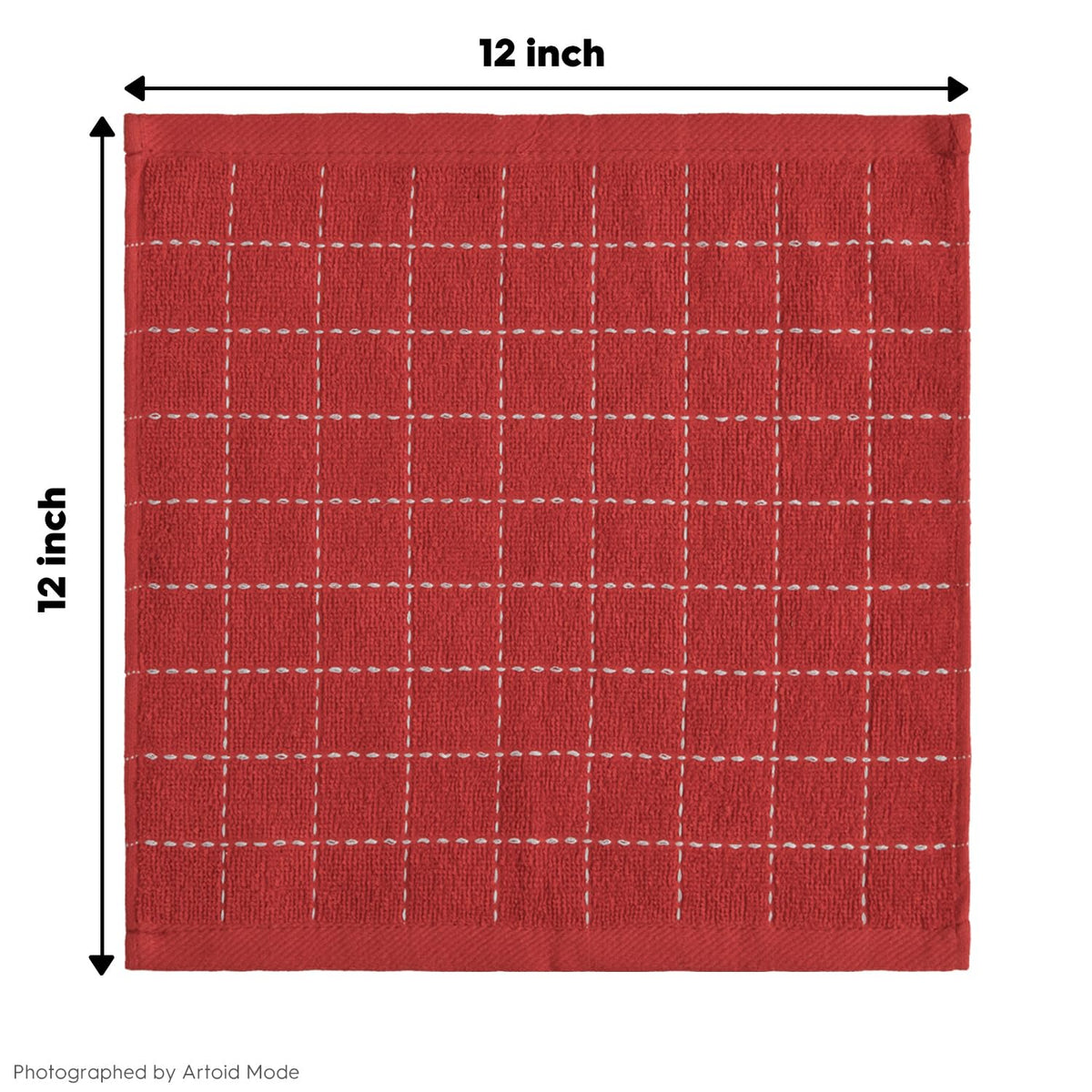 Checkered Designed Cotton Red Terry Kitchen Dish Cloths (6 Count)