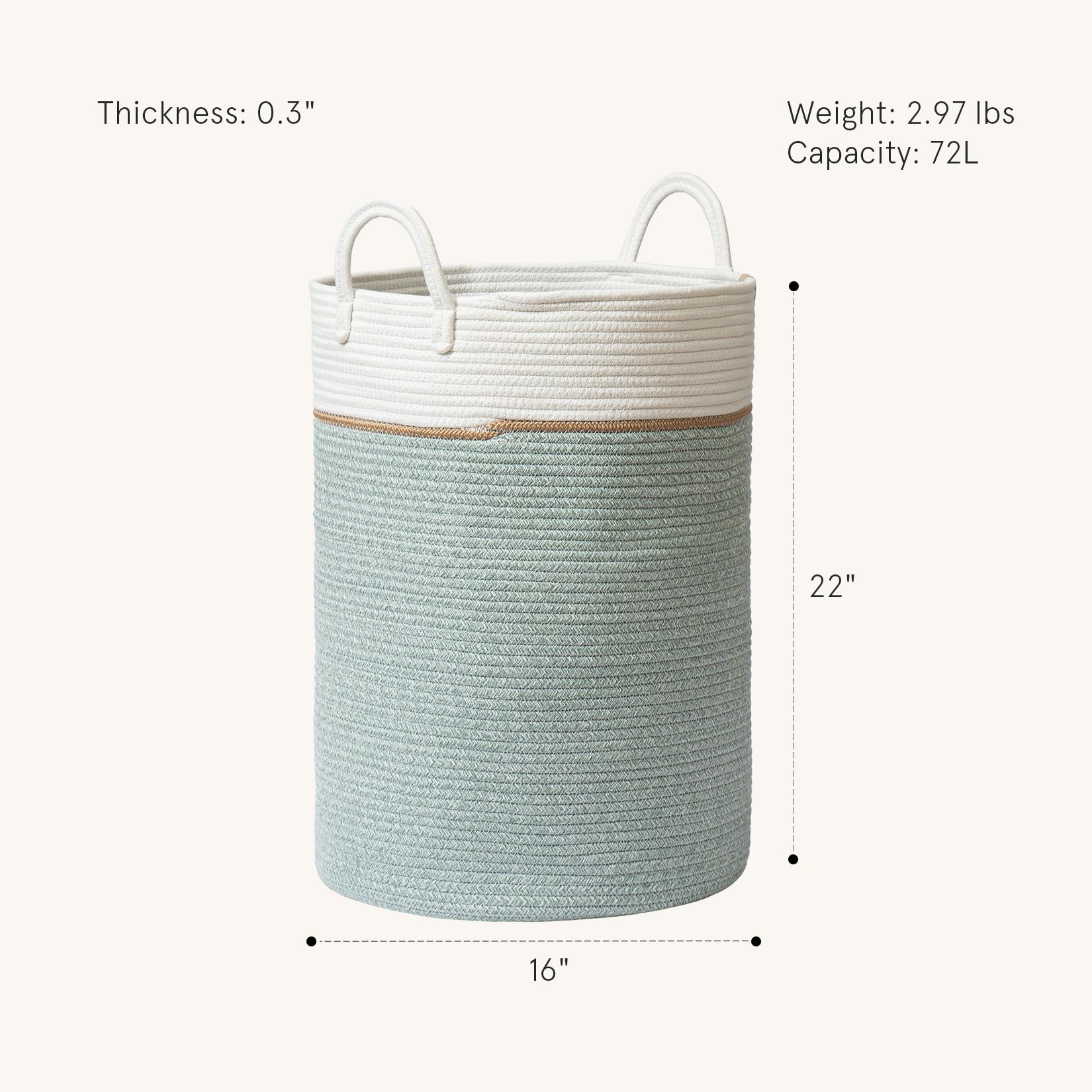 72L Extra Large Cotton Rope Laundry Basket