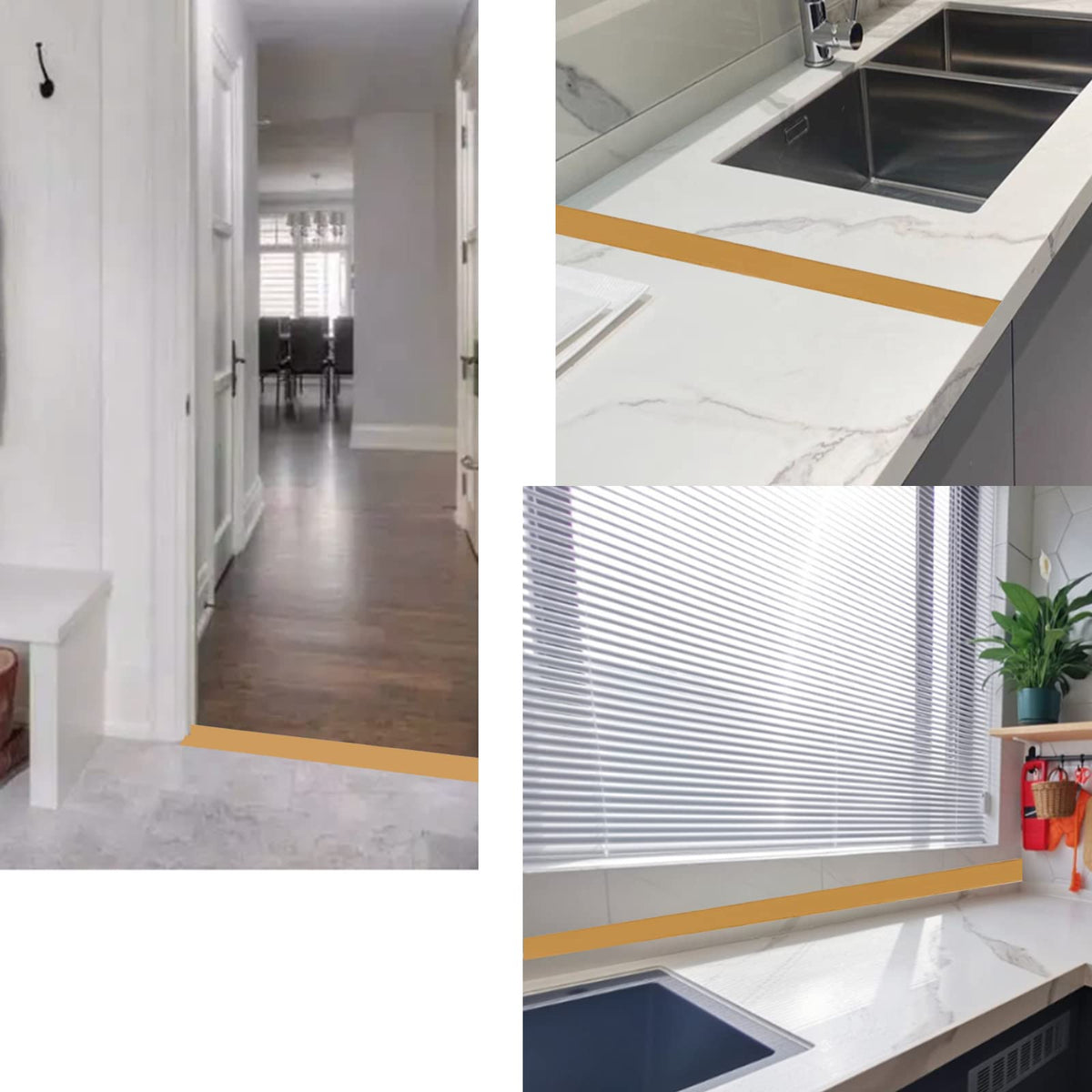 Floor Door Flat Transition Strip & Self Adhesive Floor Vinyl Floor Edge Trim Laminate Floor Gap Covering Joining Strip