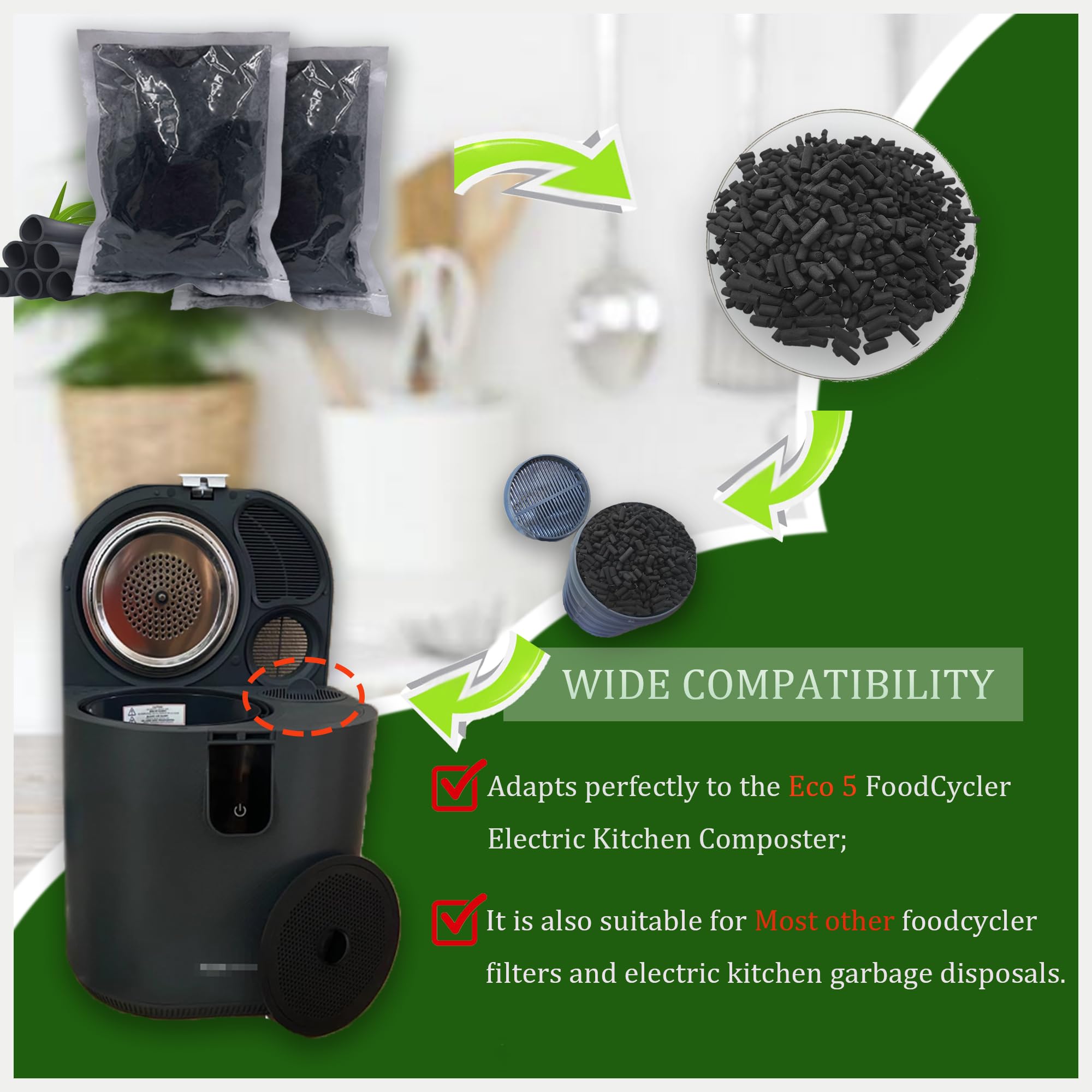 Activated Carbon Filter Refill for FoodCycler Waste Composters (25.6 Ounce)