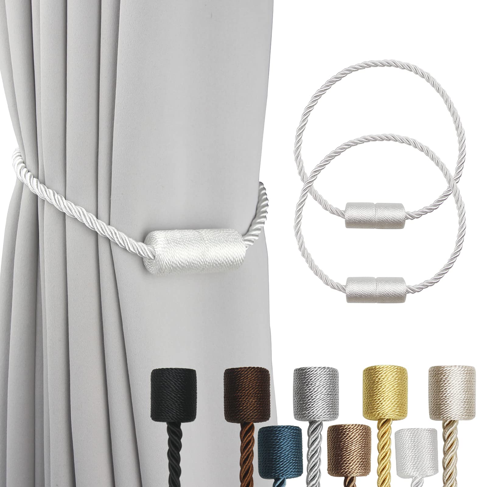Magnetic Curtain Tiebacks Holdbacks Decorative Tie Backs for Windows Porlau (2 Count)
