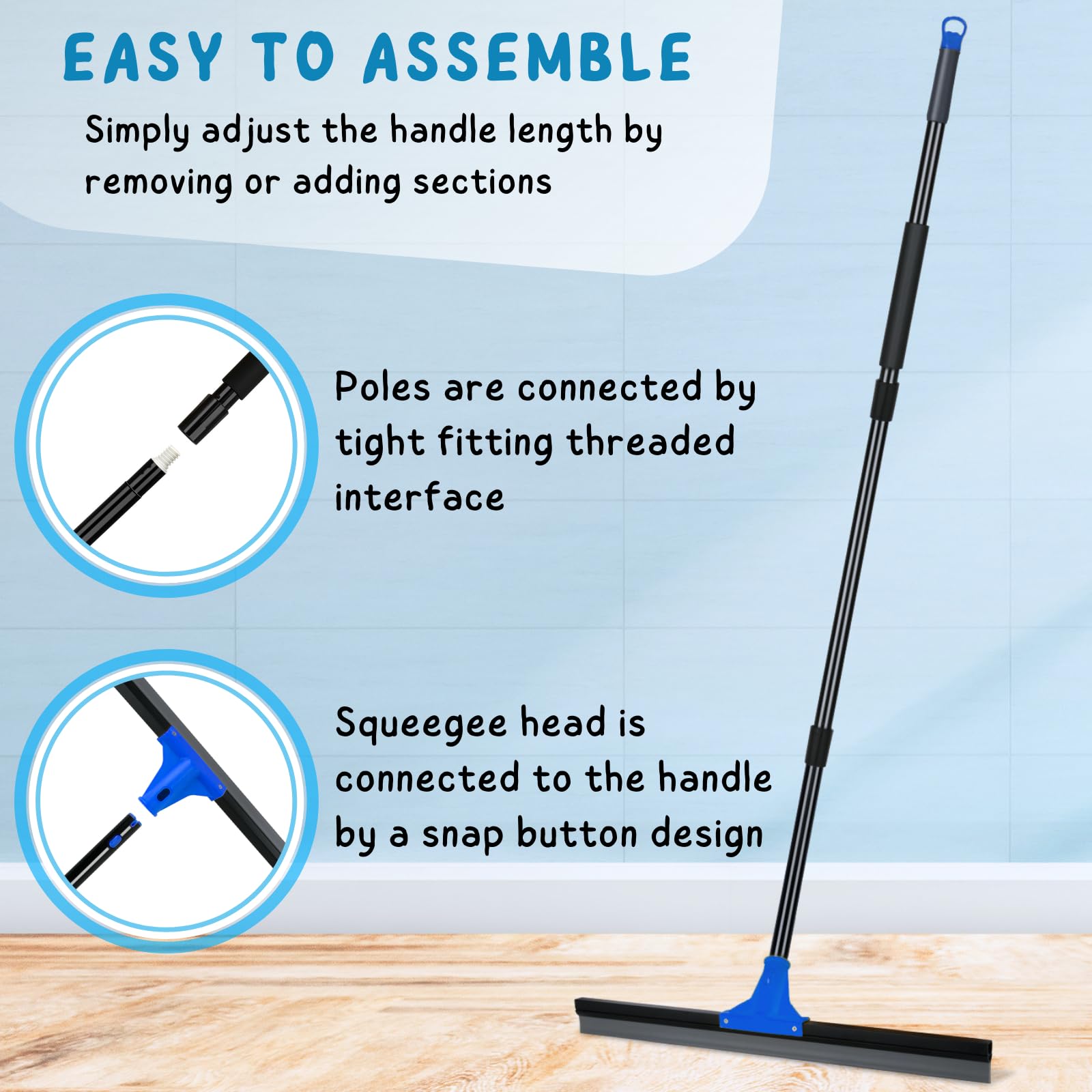 Floor Squeegee for Concrete and Tile Cleaning