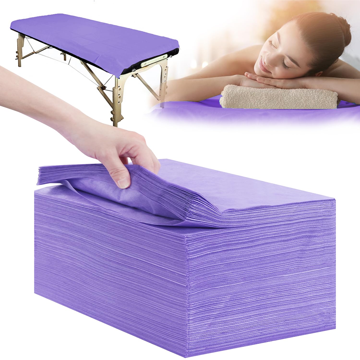 Disposable Bed Sheets 100 Pcs 31" x 71" Massage Table Sheets Non Woven Fabric SPA Bed Cover Breathable for Massage Beauty Tattoos (100 Count)