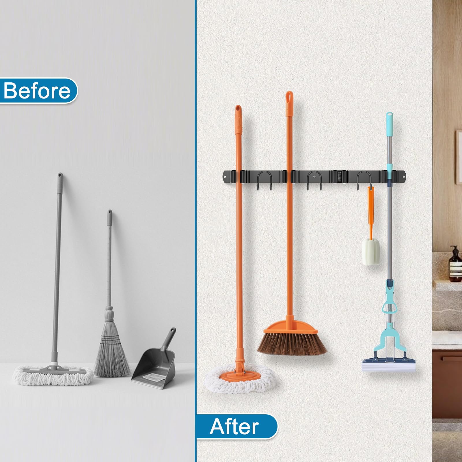 Broom Holder Wall Mount