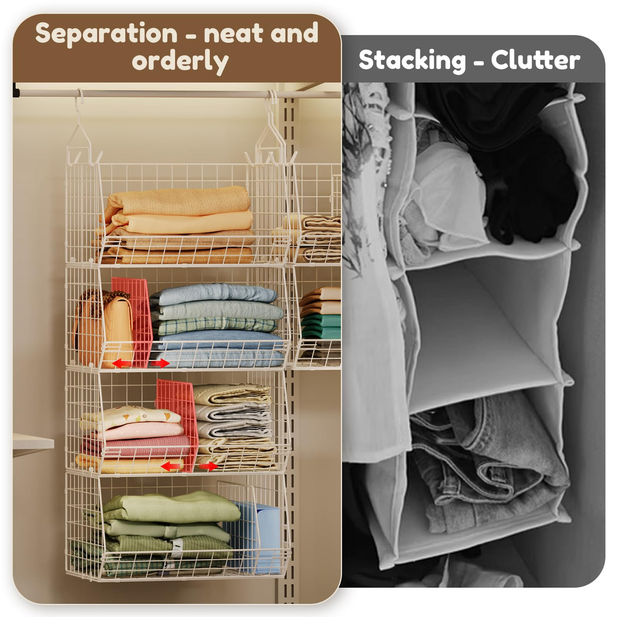 4 Tier Extra Large Hanging Closet Organizer (4 Count)